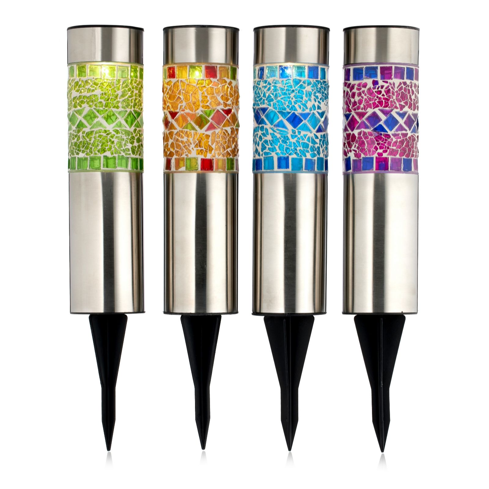 Outlet Garden Reflections Set Of Solar Mosaic Stake Lights Qvc Uk