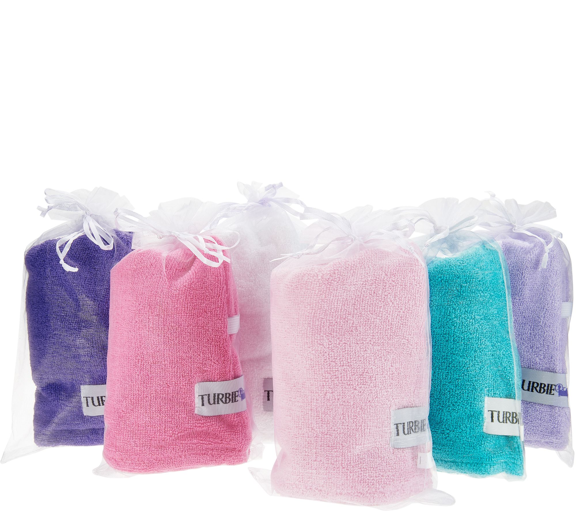 (QVC) Q2 Set of 6 Solid 100 Cotton Turbie Twist Hair Towels