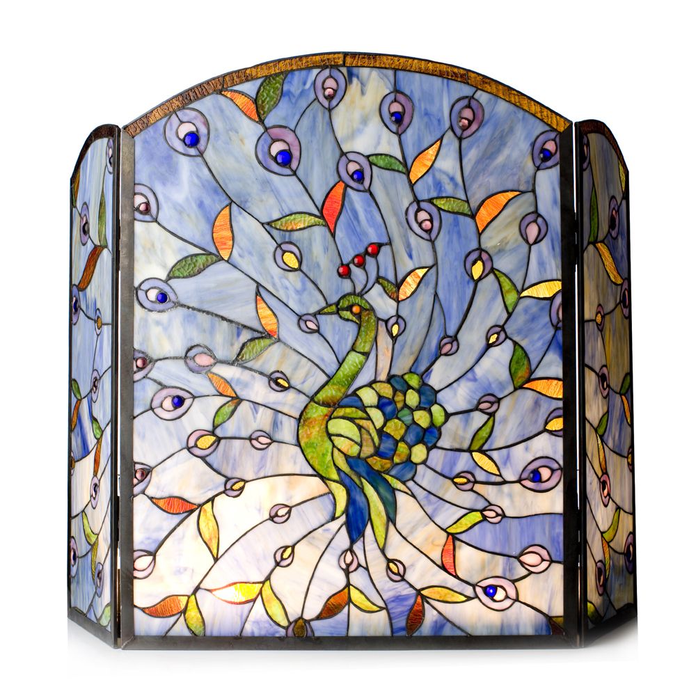 Peacock Stained Glass Fireplace Screen Fireplace World