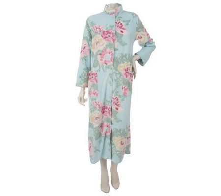 Stan Herman Microfleece Floral Snap Front Robe - Page 1 — QVC.com