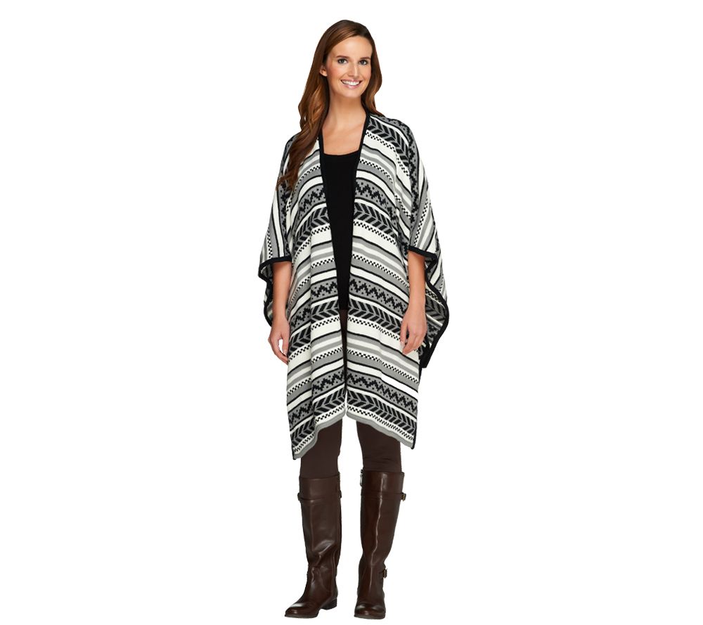 Lisa Rinna Collection Jacquard Sweater Shawl