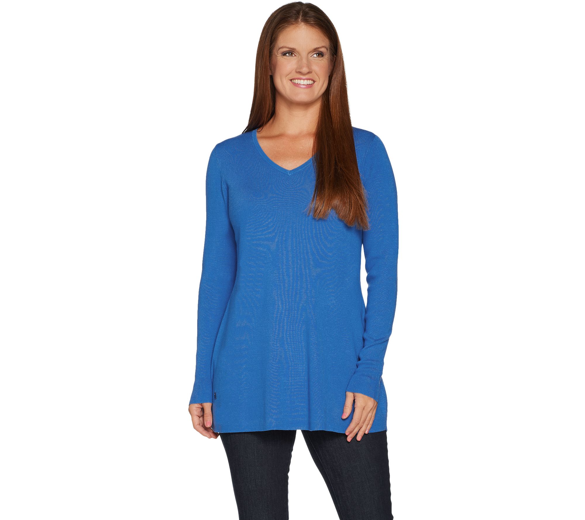 Belle by Kim Gravel Fit and Flare V-Neck Tunic Sweater - QVC.com