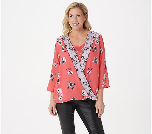 Tolani Collection Floral Printed Twist Front Woven Twinset
