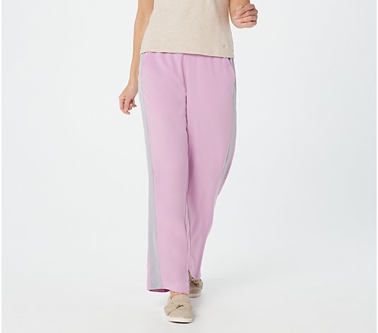 Cuddl Duds Stretch Woven Lounge Pants With Tuxedo Stripe Detail