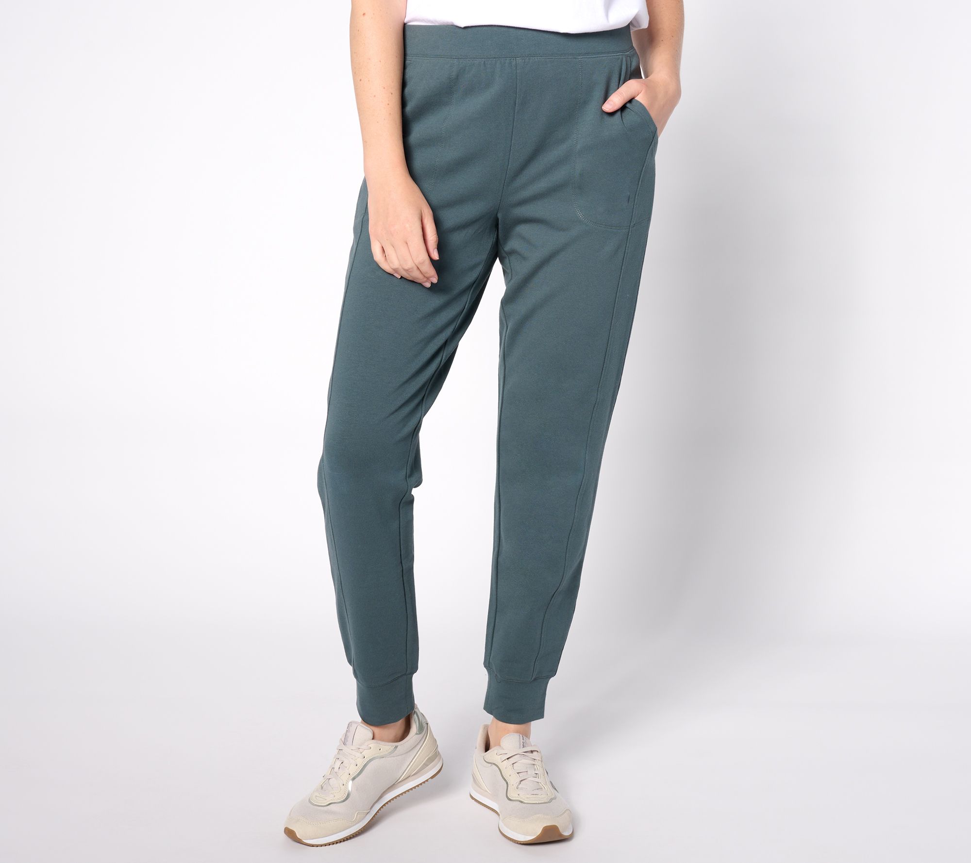 As Is Denim & Co. Comfort Zone Brushed Waffle Knit Petite Joggers