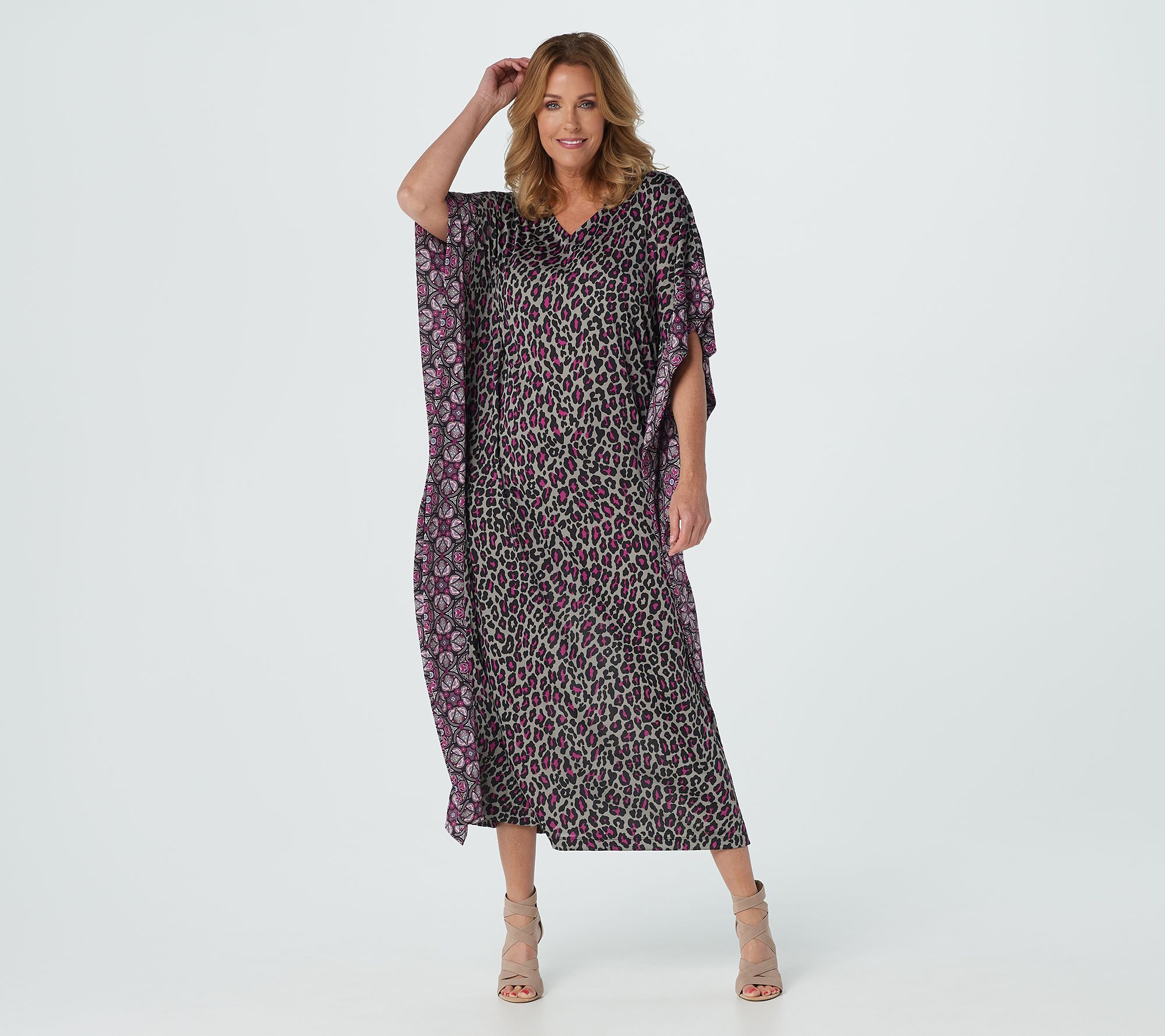 Joan Rivers Animal Print Caftan with Border Detail - QVC.com