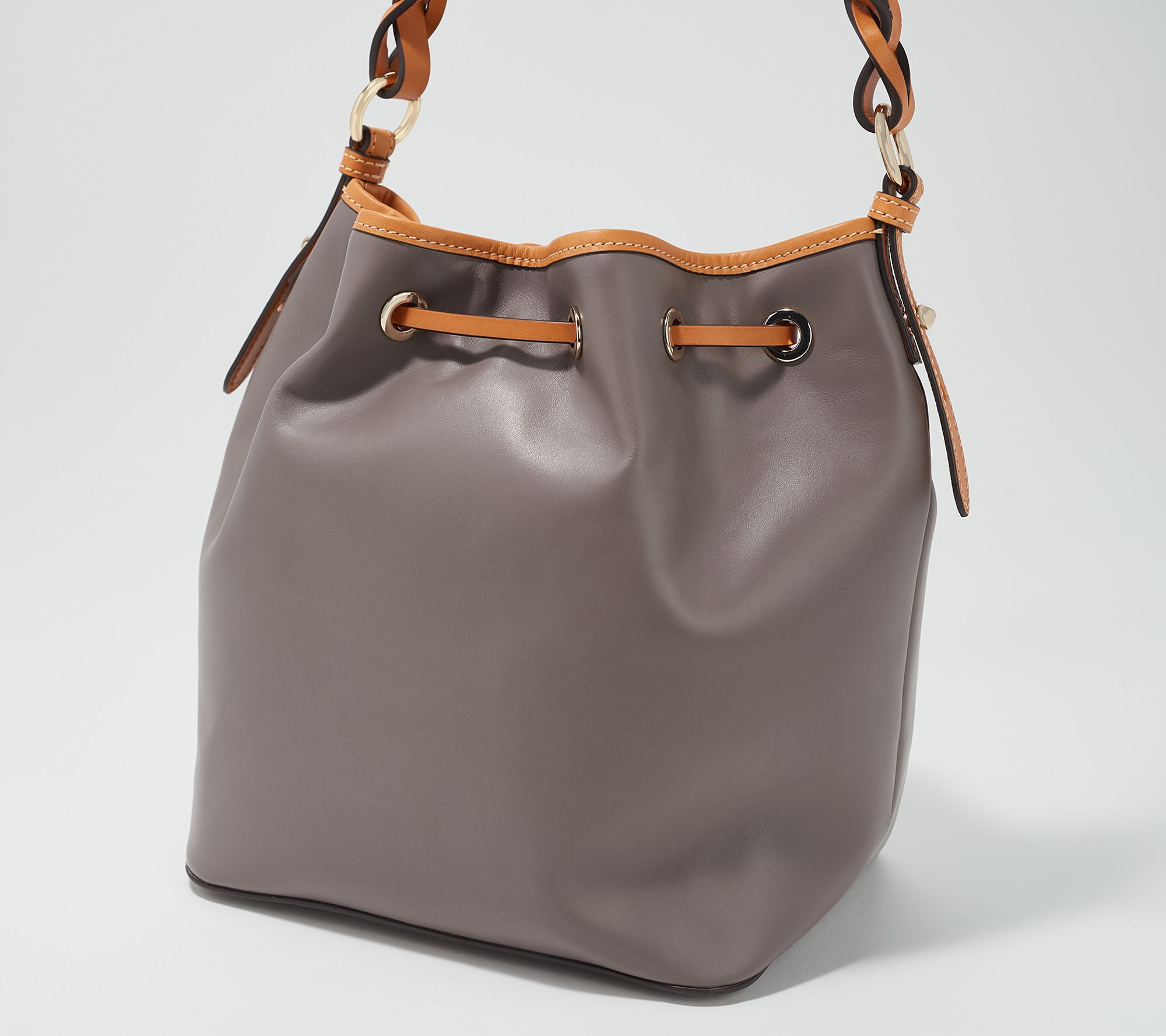 Dooney & Bourke Tasha Leather Drawstring Shoulder Bag in Brown