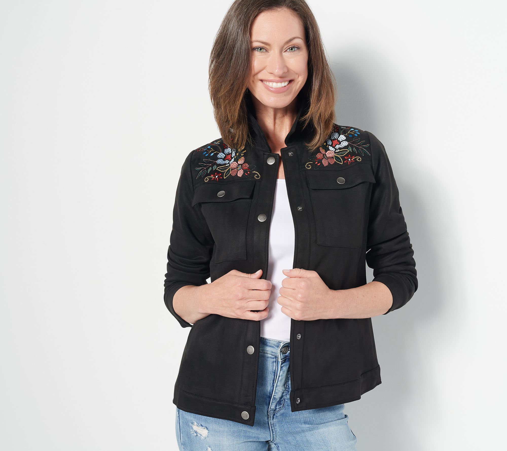 Laurie Felt Classic Denim Embroidered Jacket Jacket 