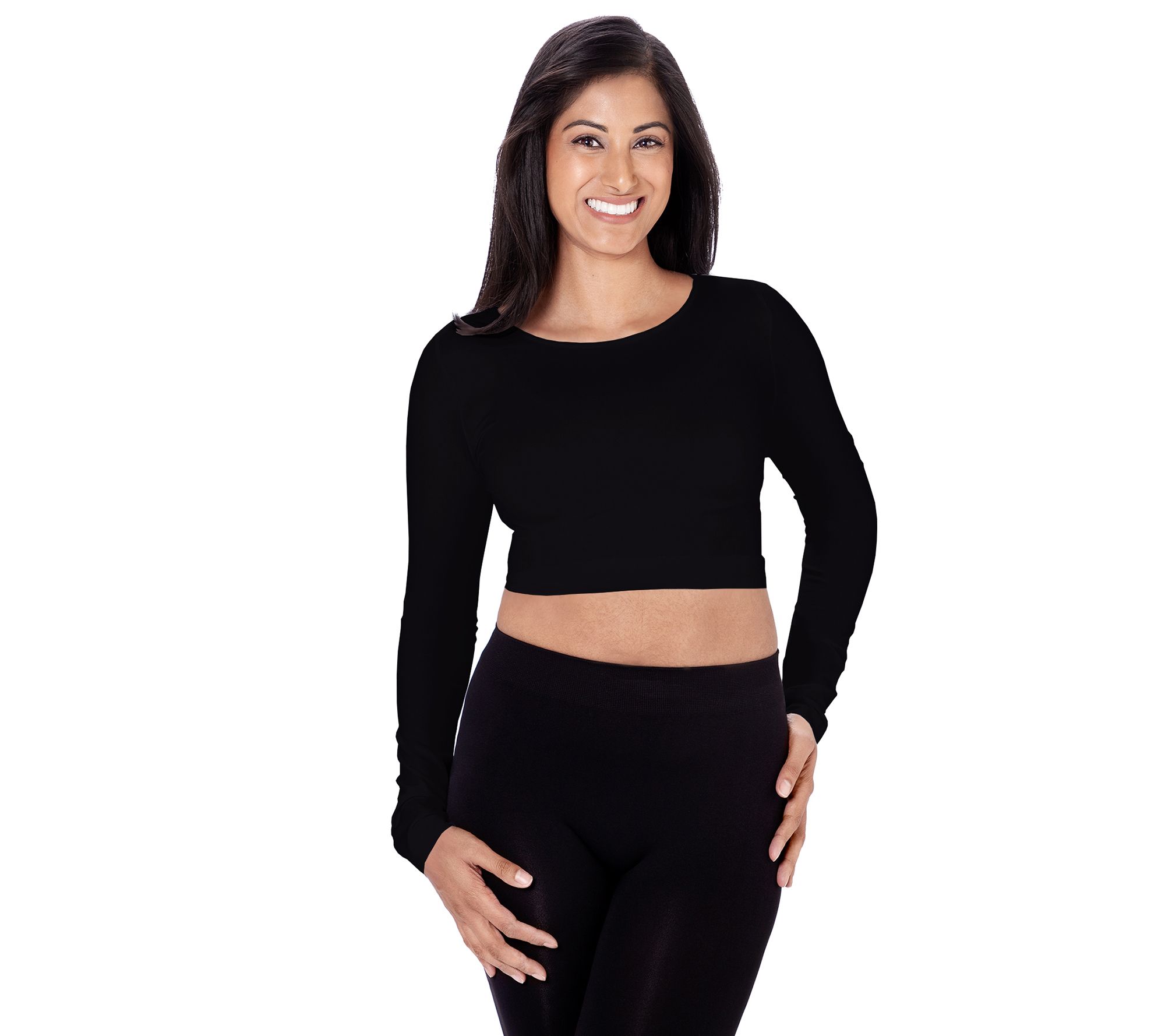skinnytees Long Sleeve Crop Top - Missy