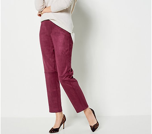 Isaac Mizrahi Live! Tall Faux Suede Straight Ankle Pants