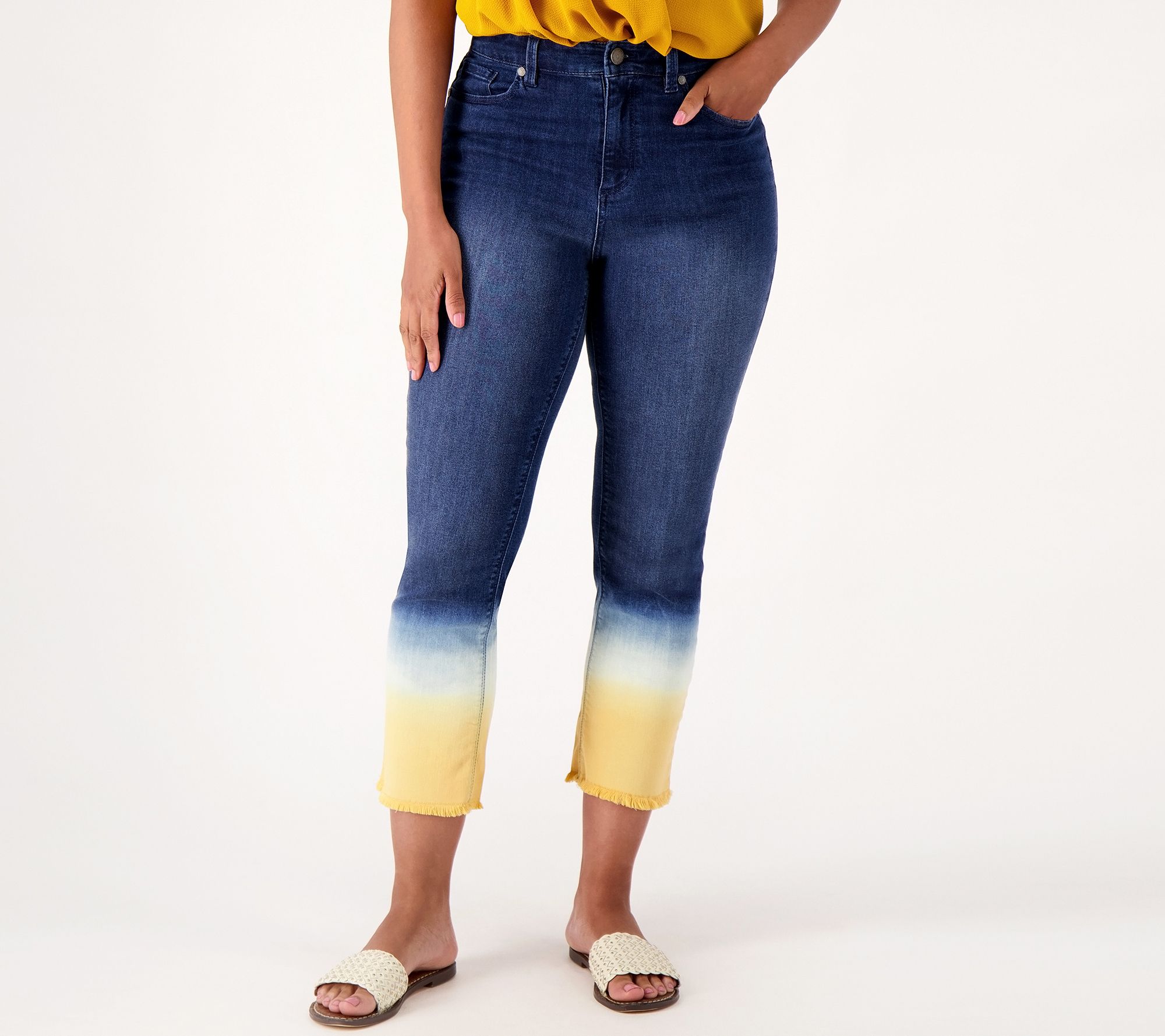Susan Graver Regular Stretch Denim Jean with Dip Dye Detail