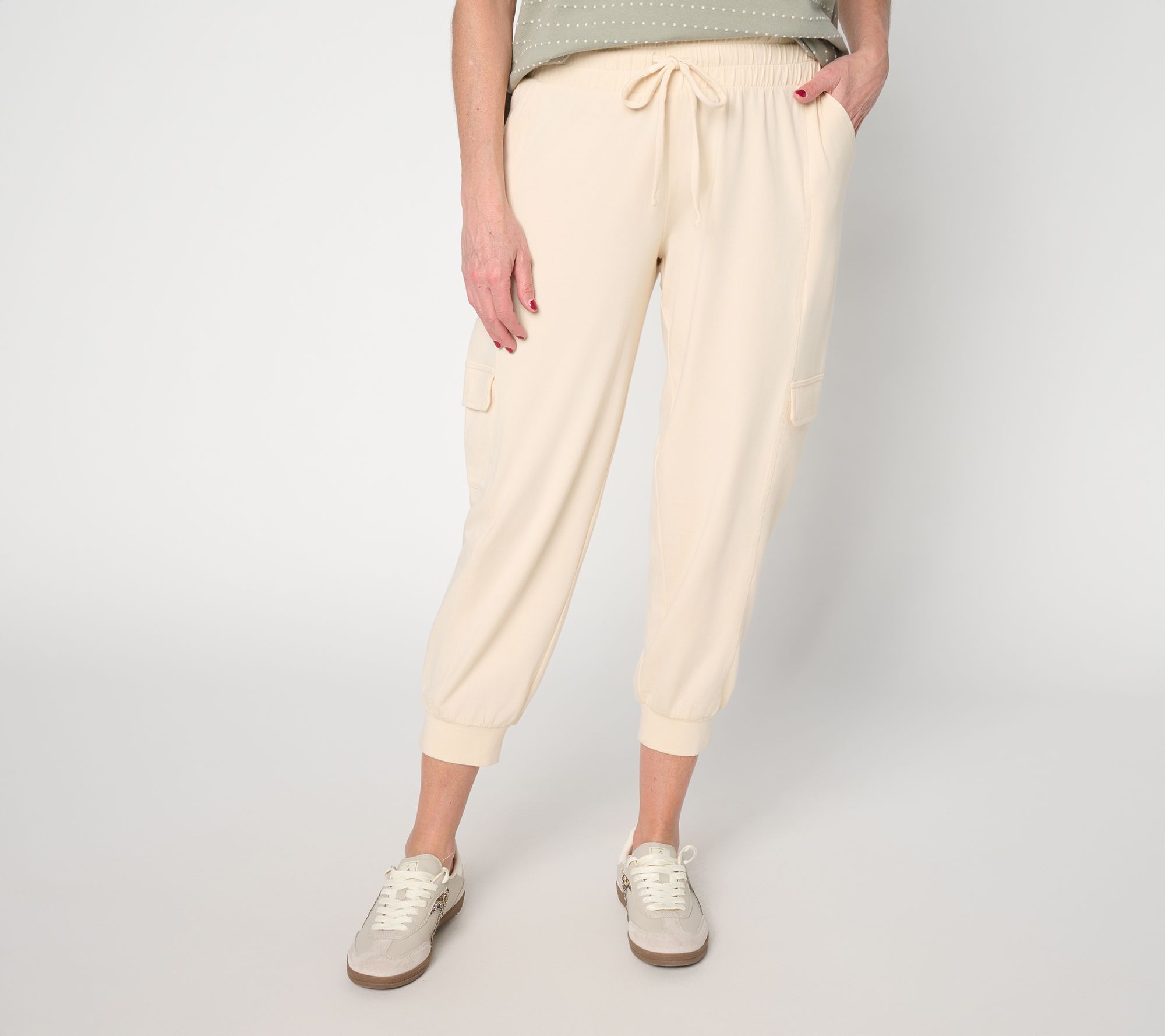 AnyBody Lounge Cozy Knit Cropped Cargo Joggers