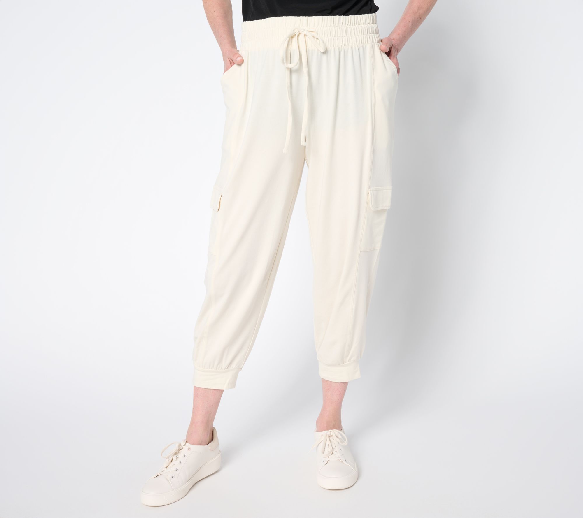 AnyBody Lounge Cozy Knit Cropped Cargo Joggers