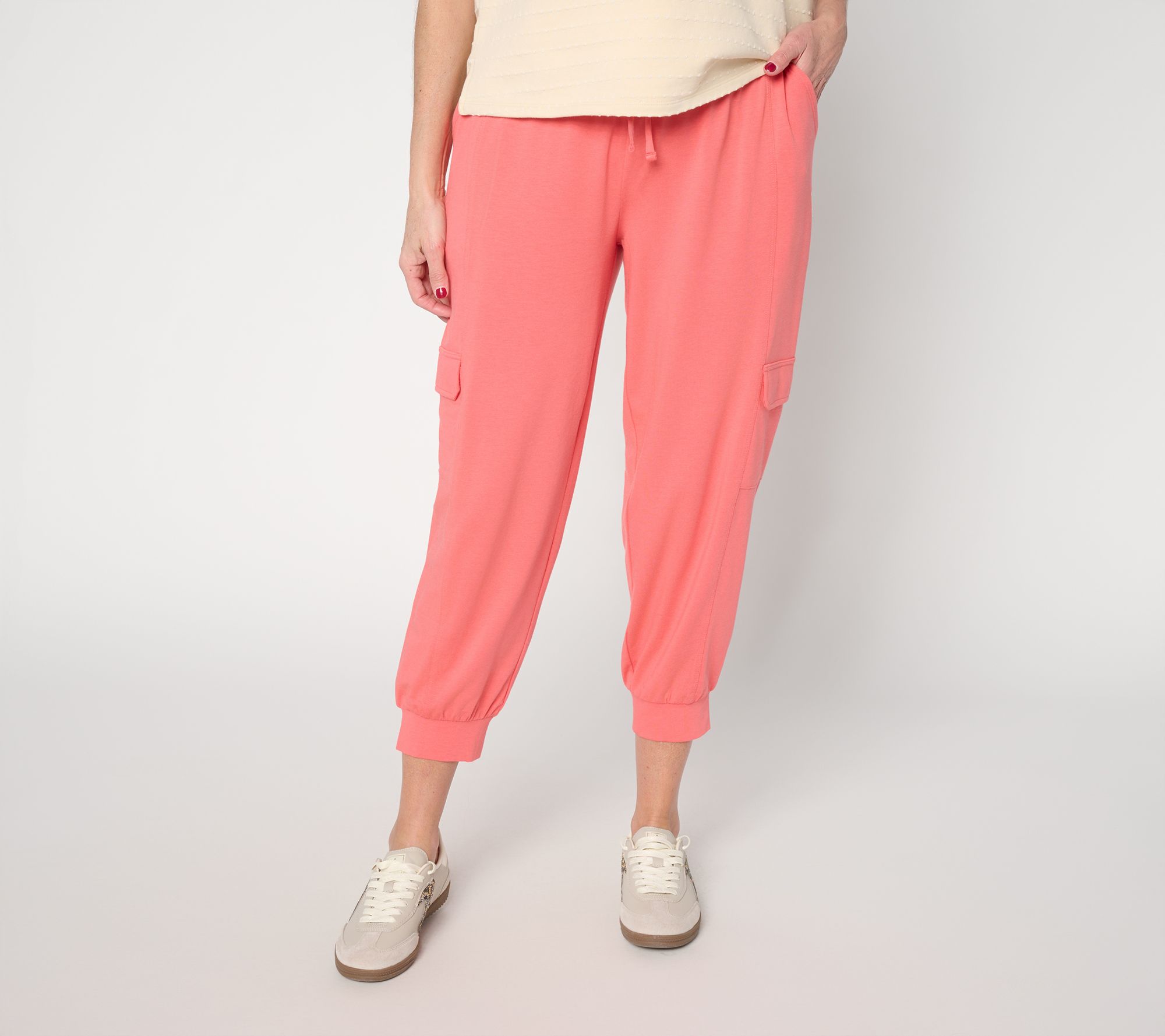 AnyBody Lounge Cozy Knit Cropped Cargo Joggers