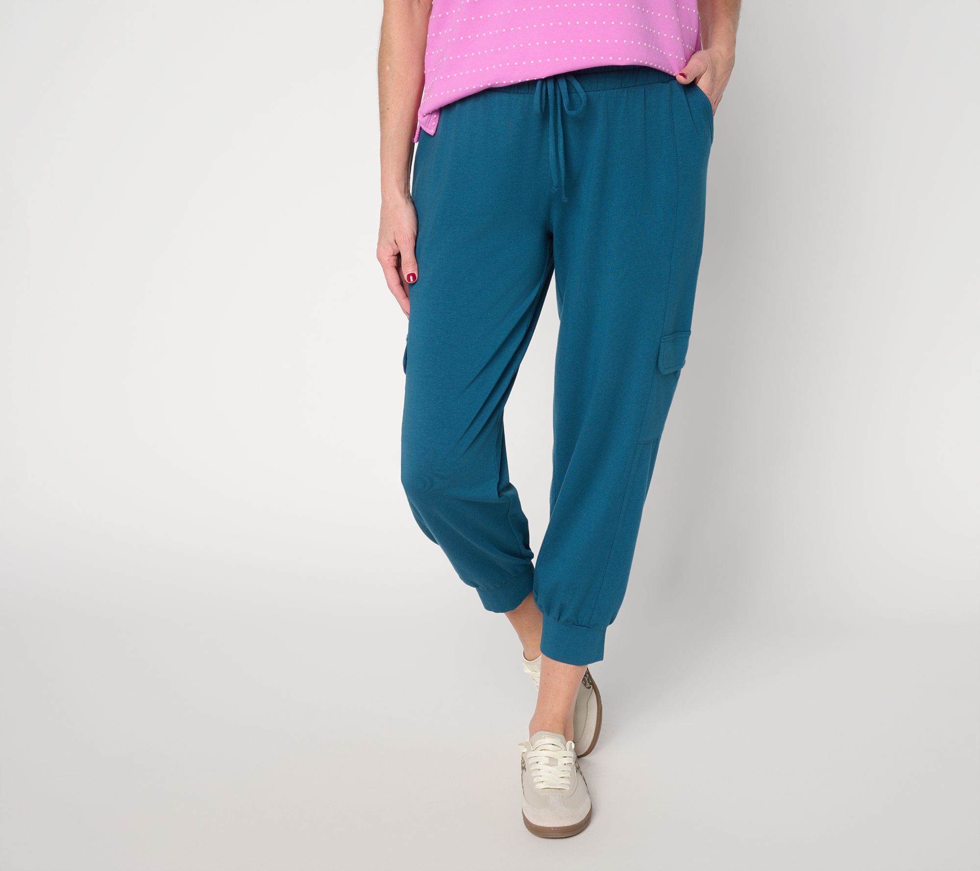 AnyBody Lounge Cozy Knit Cropped Cargo Joggers