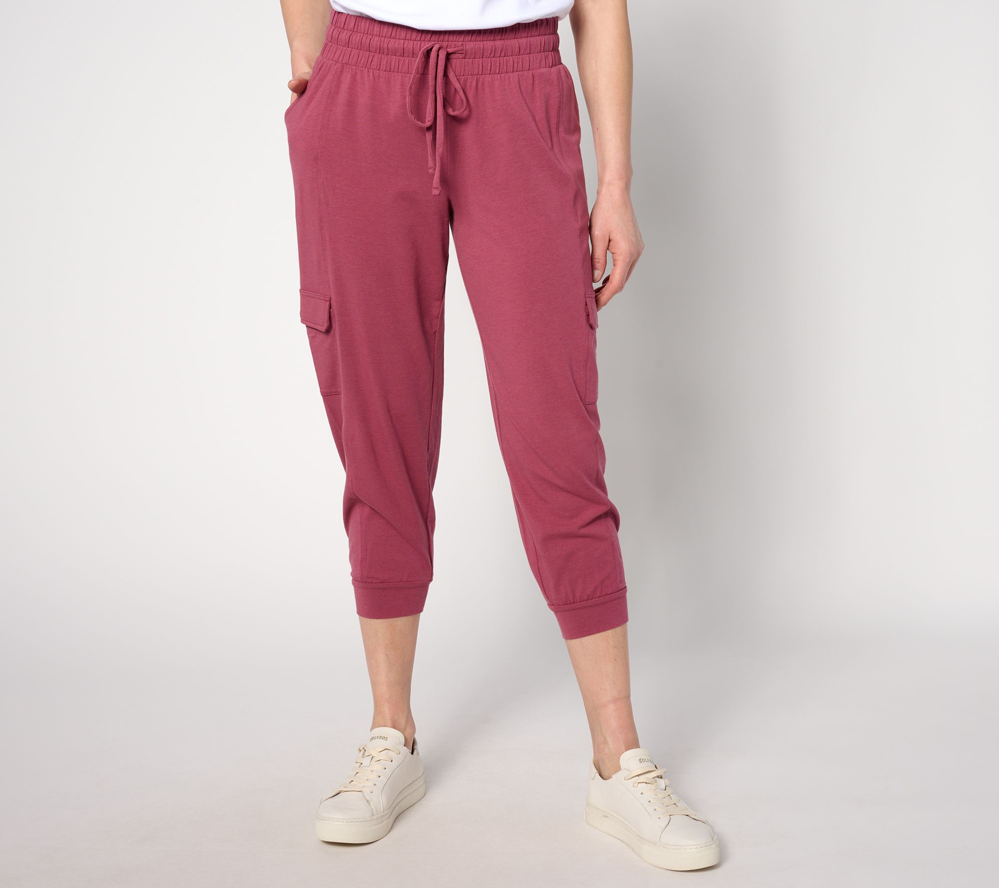 AnyBody Lounge Cozy Knit Cropped Cargo Joggers