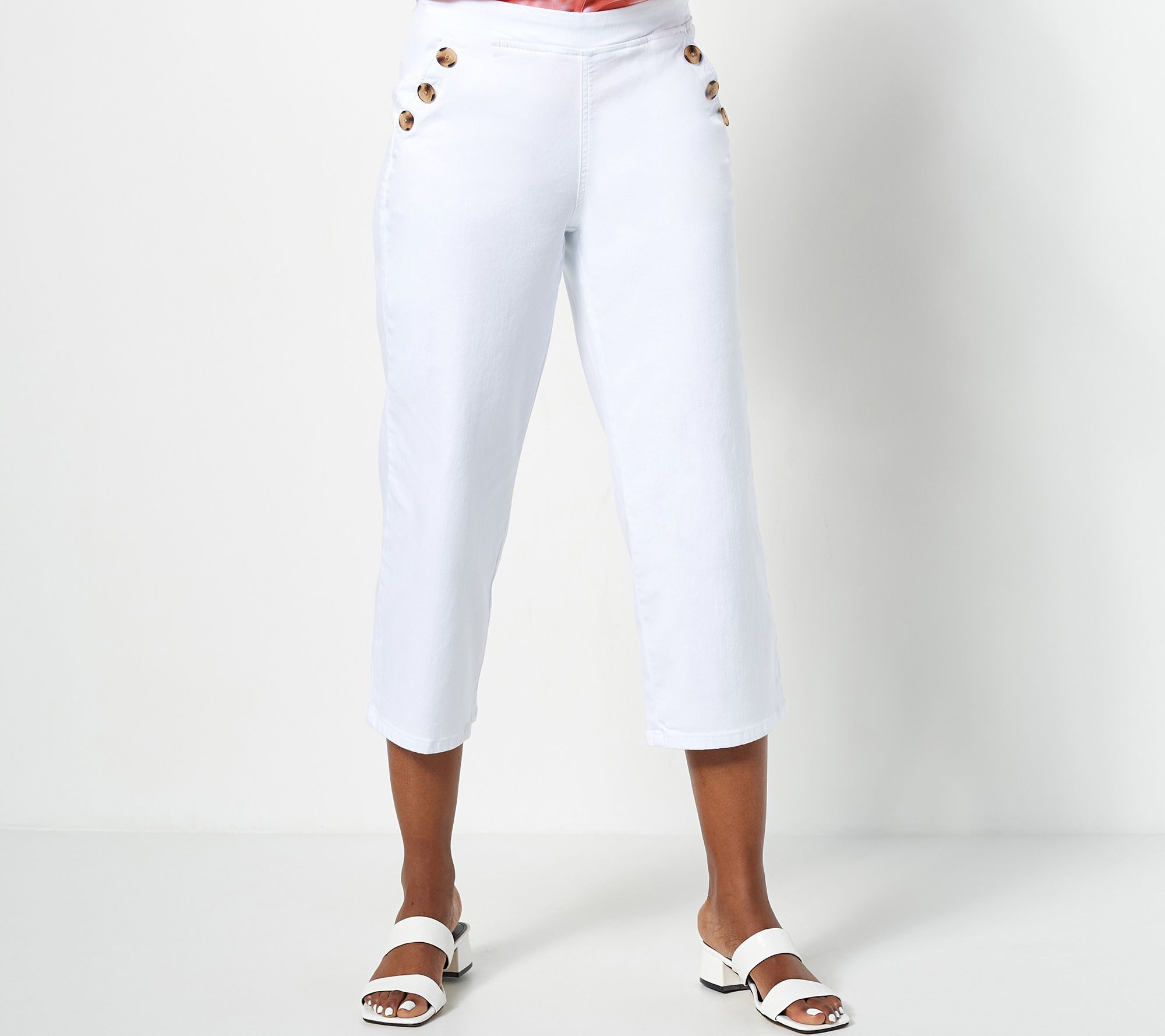 "As Is" Belle by Kim Gravel Petite Twill Wide Leg Cropped Pant