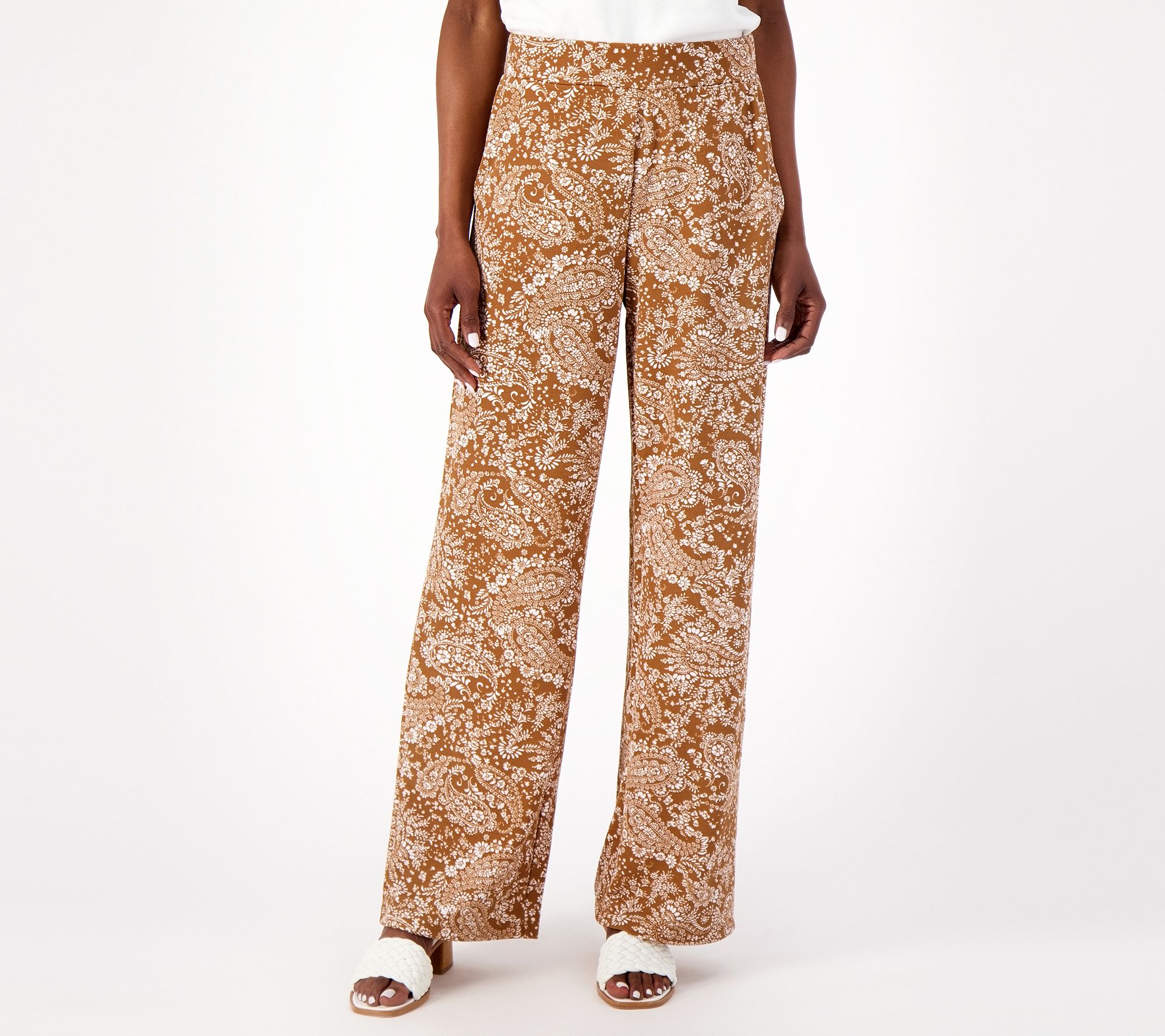 Isaac Mizrahi Live! Tall Printed Pebble Knit Wide Leg Pants