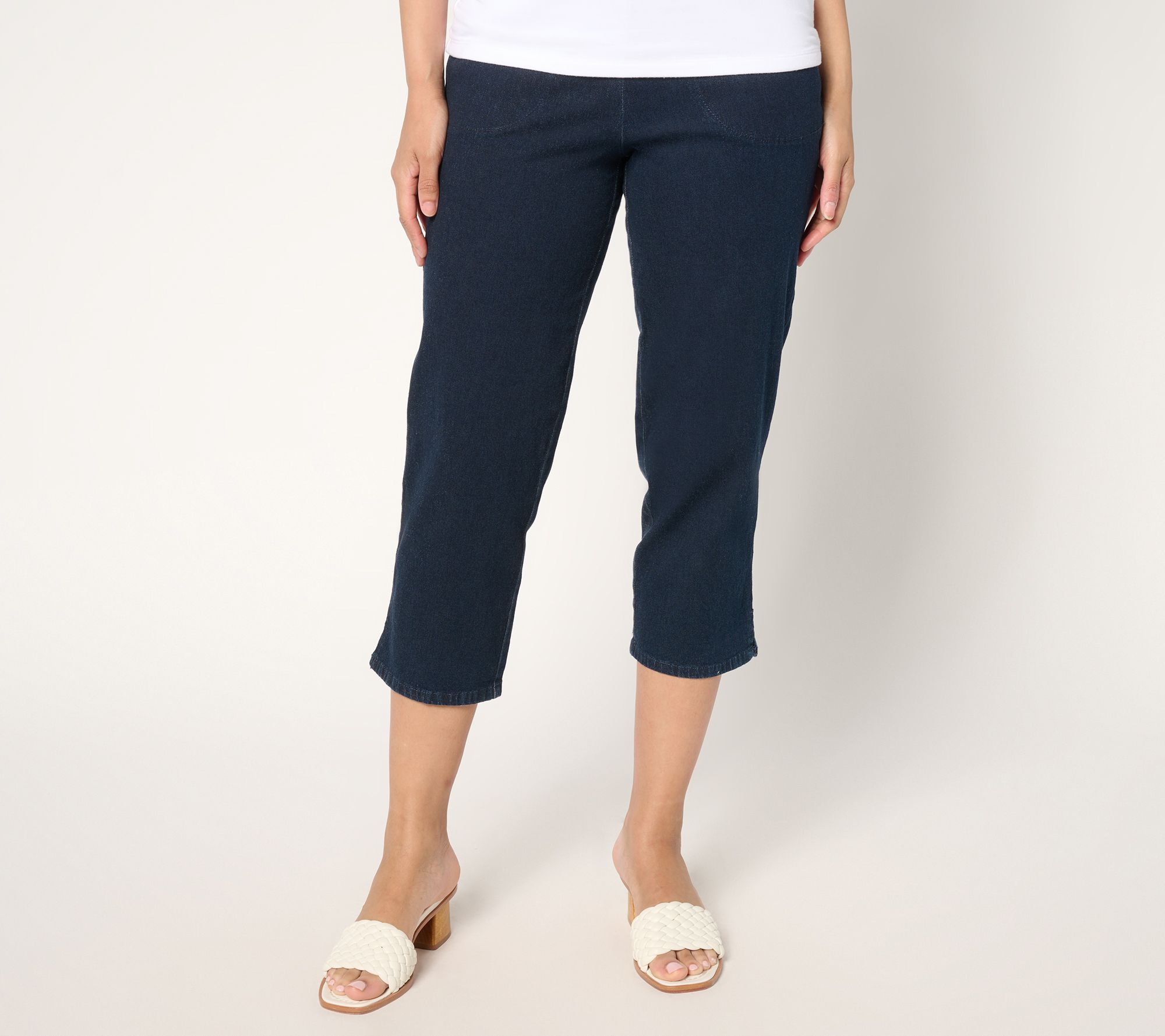 Denim & Co. Regular Original Waist Side Pocket Crop Pant-Core