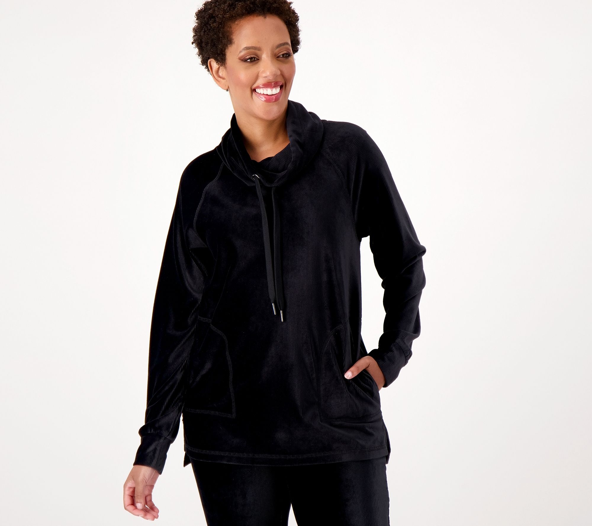 "As Is" Isaac Mizrahi Live! Soho Ribbed Velour Pullover