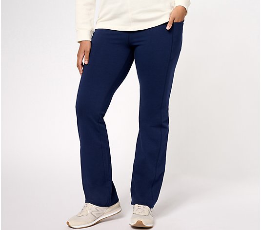 Denim & Co. Active Duo Stretch Petite Lightly Boot Pant w/ Pockets ...