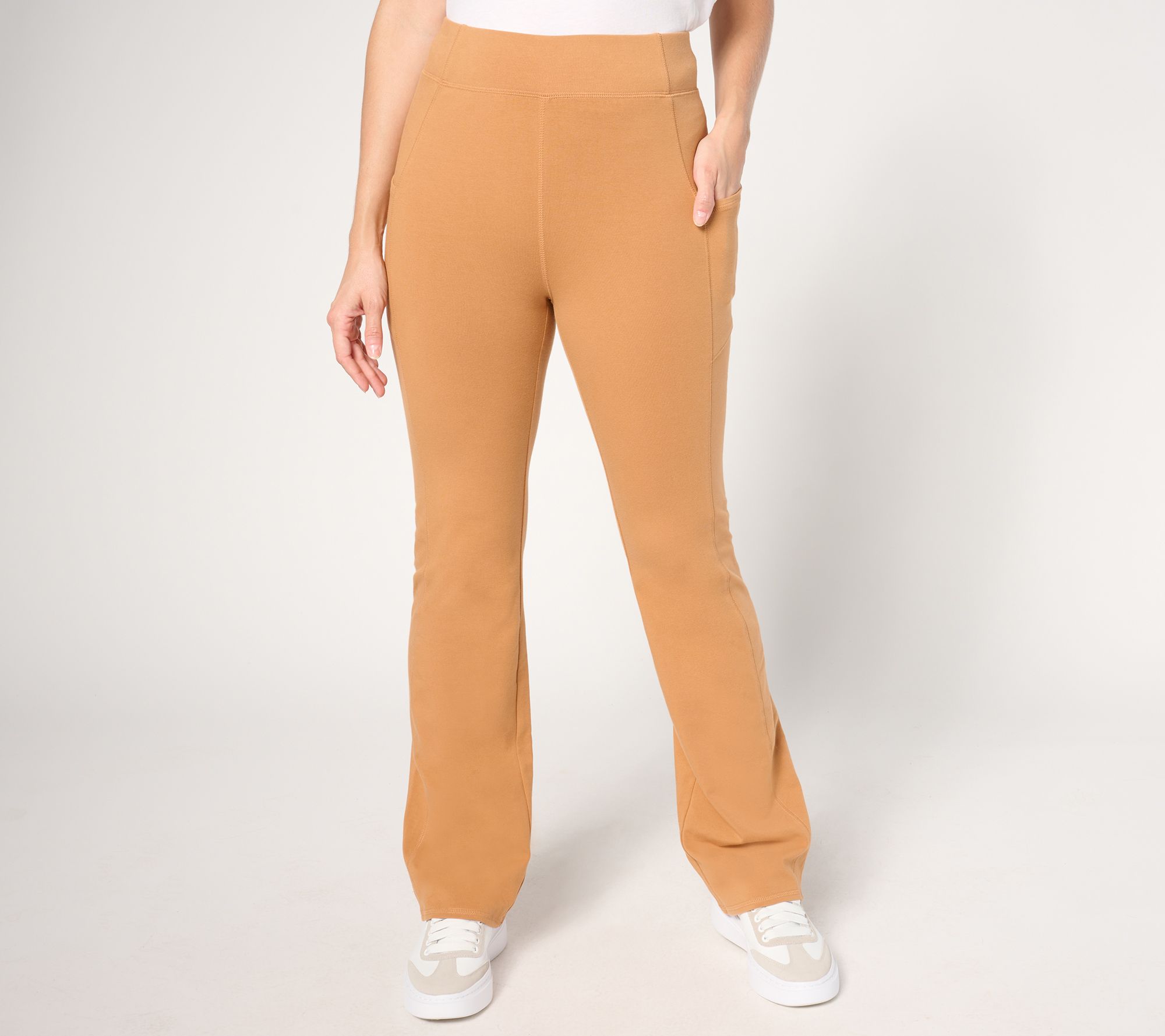 Denim & Co. Active Duo Stretch Petite Lightly Boot Pant w/ Pockets