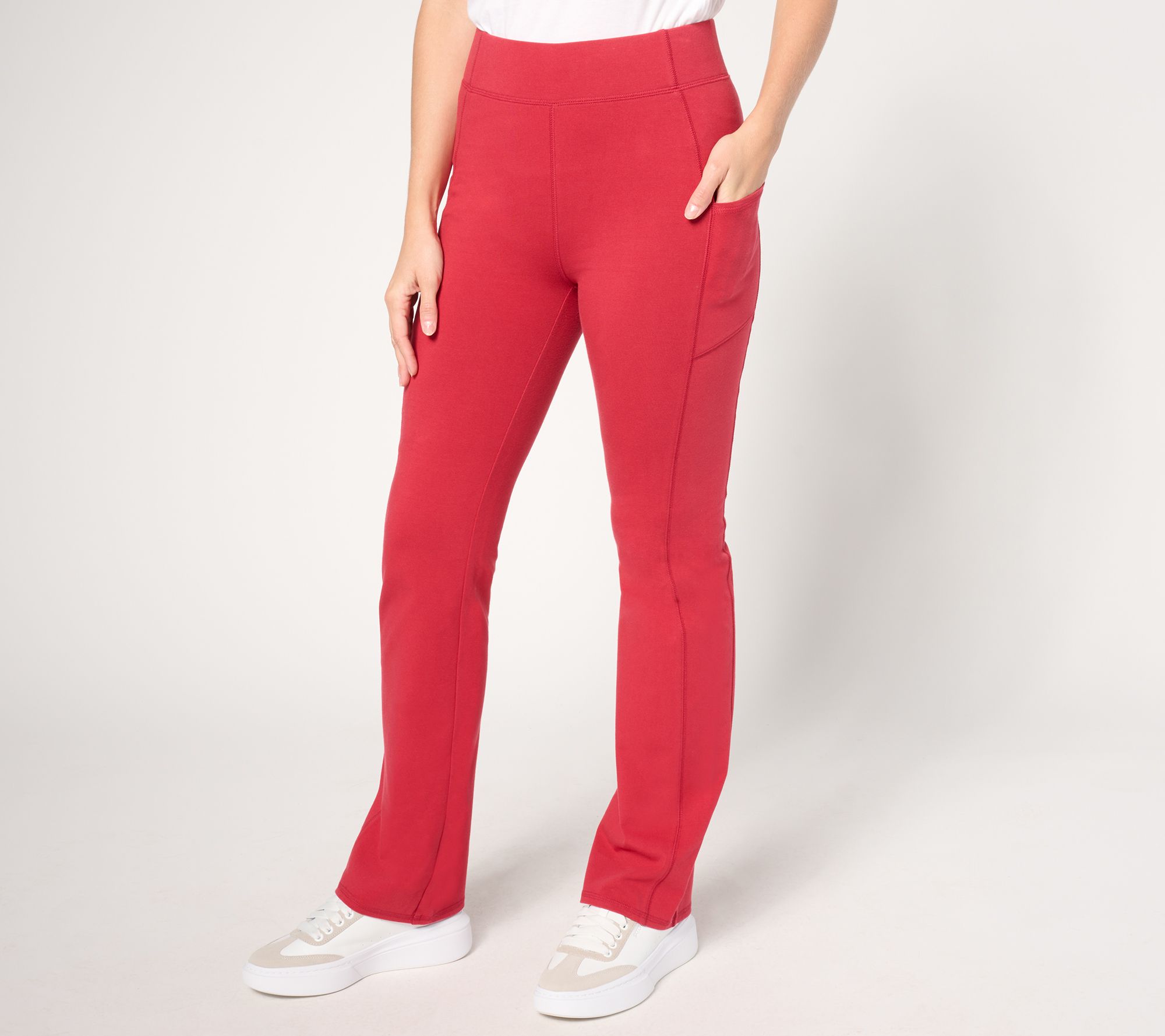 Denim & Co. Active Duo Stretch Petite Lightly Boot Pant w/ Pockets