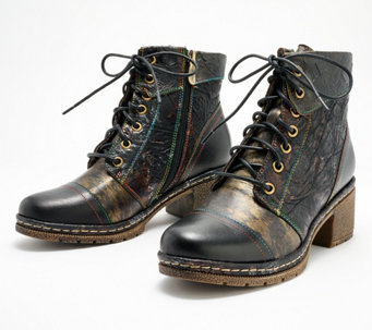 L'Artiste by Spring Step Leather Lace-Up Boots - Fallinluv
