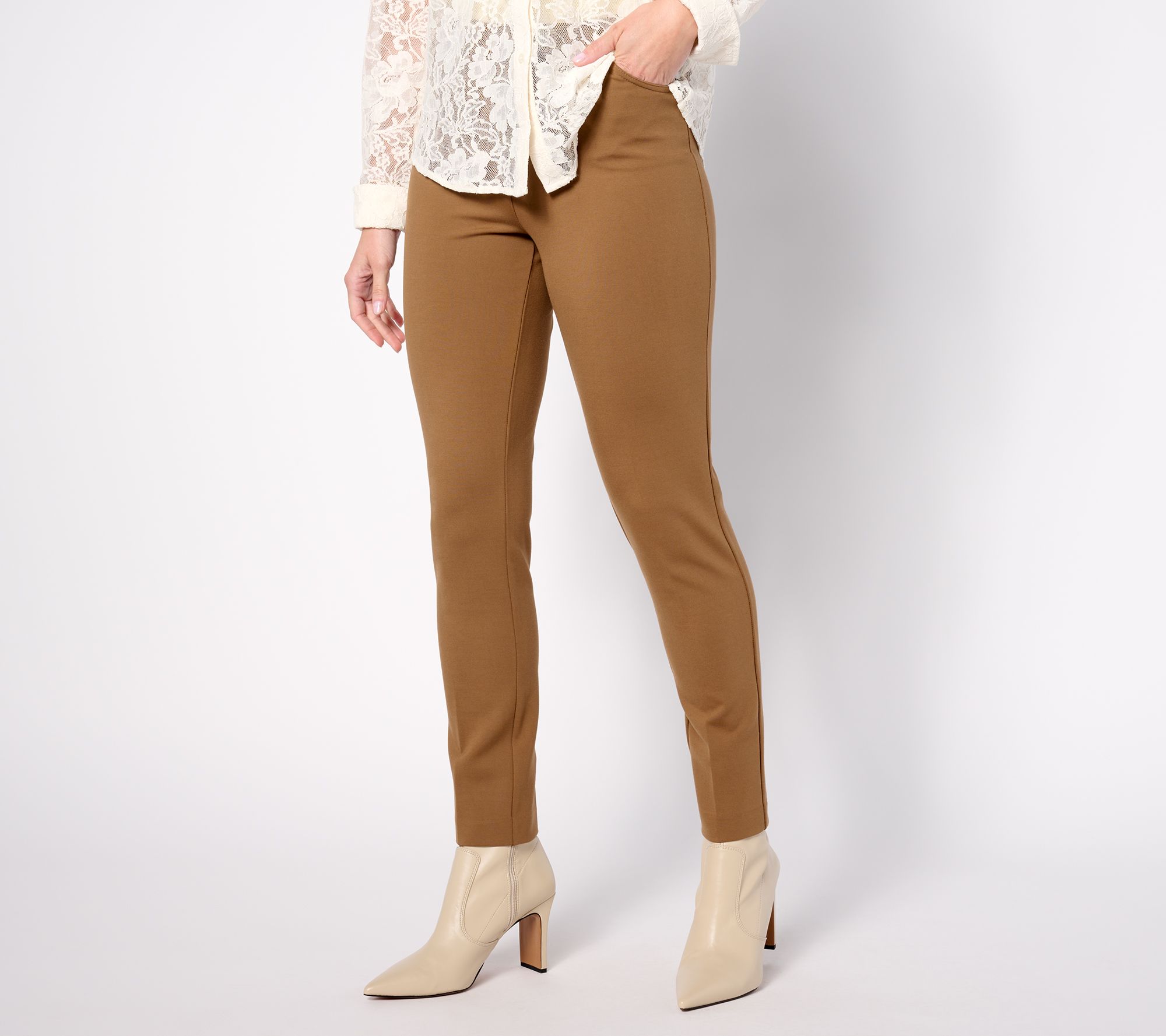 GRAVER Susan Graver Petite Status Stretch Stretch Slim Leg Ankle Pants