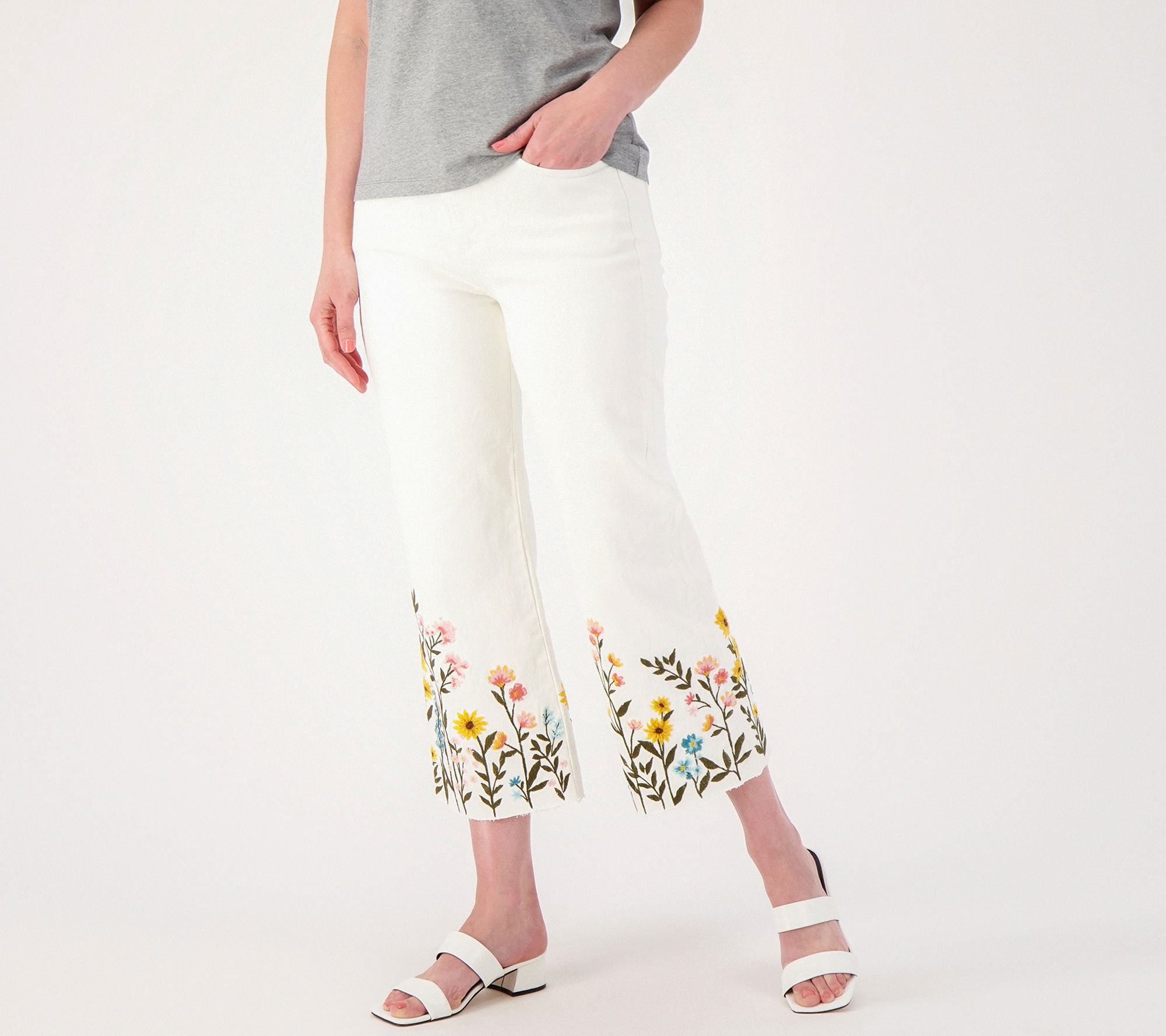 As Is Driftwood Jeans Charlee Wide Leg EmbroideredCrop