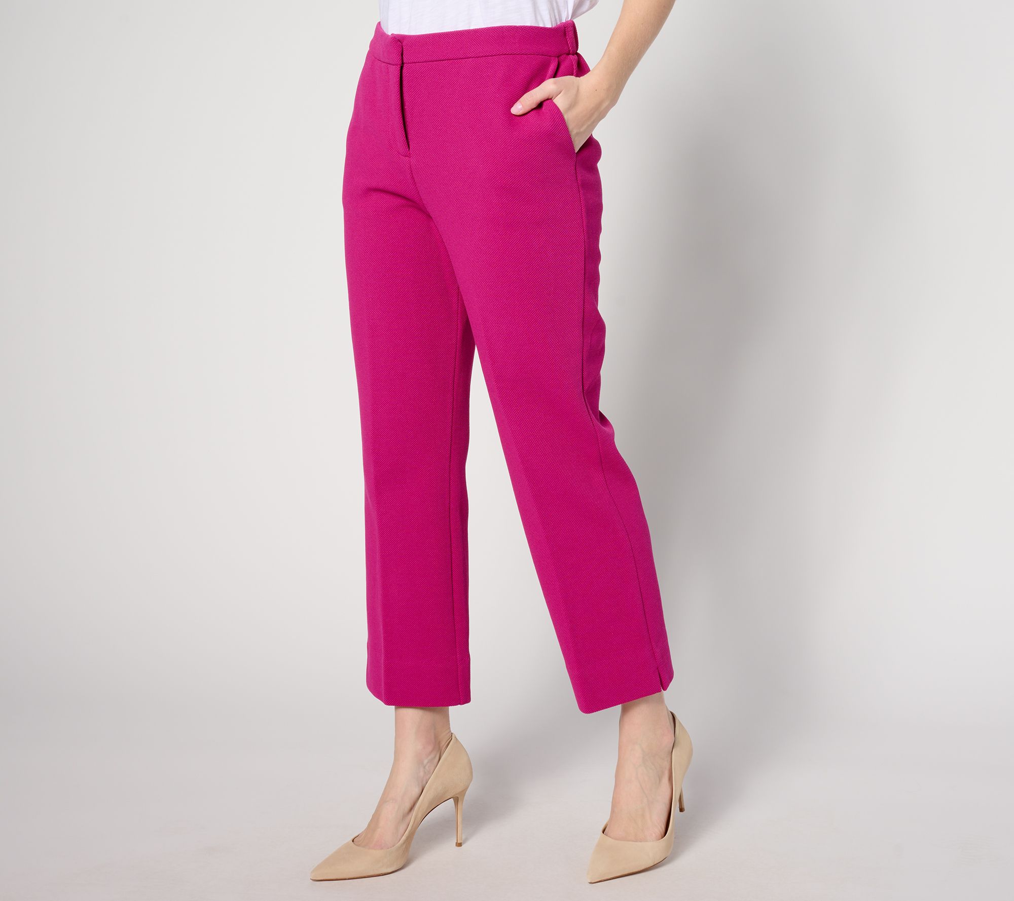 Joan Rivers Red Carpet Petite Stretch Pique Ankle Pants