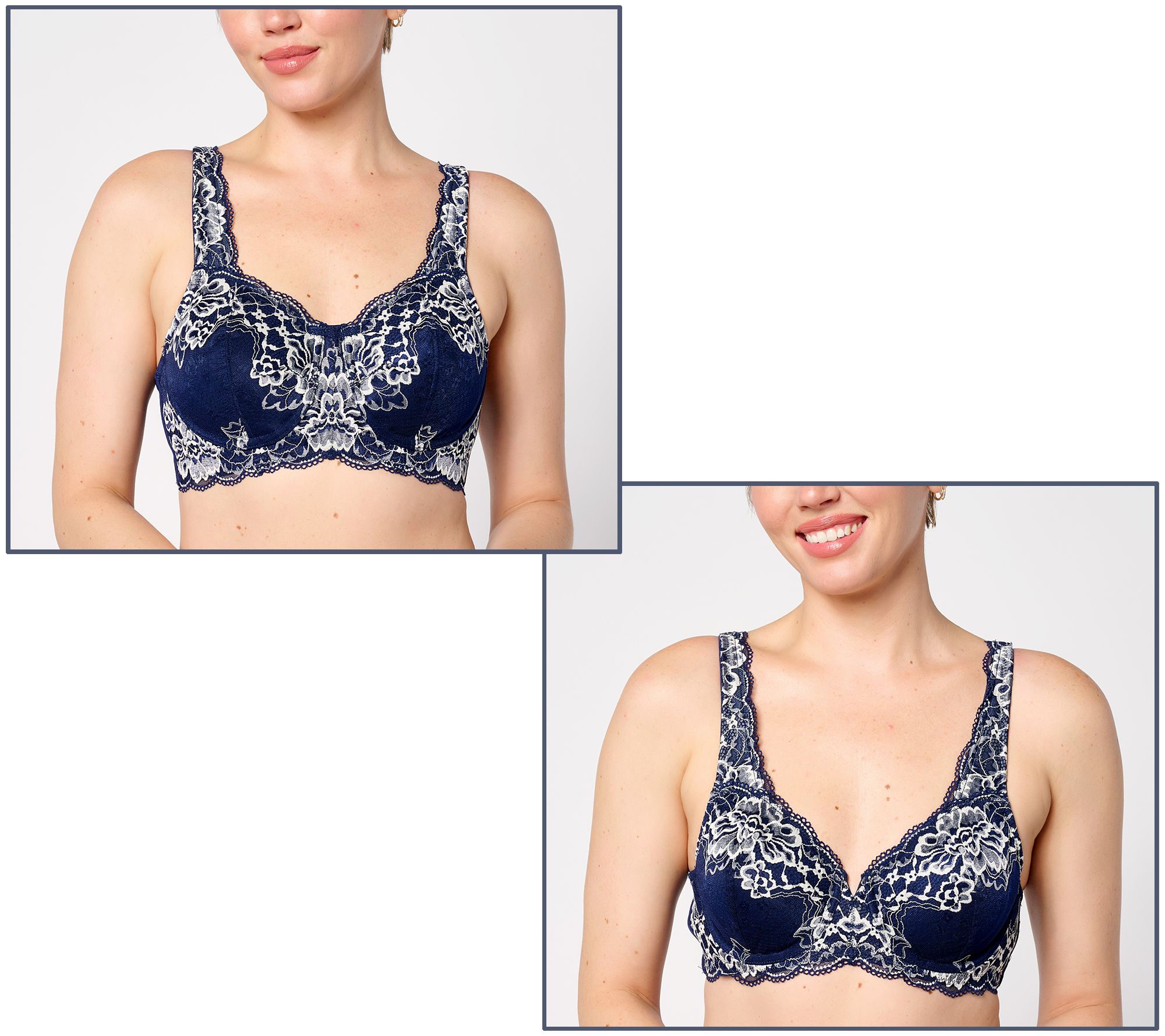 Breezies Luxe Two-Tone UW or WF Unlined Lace Bra 