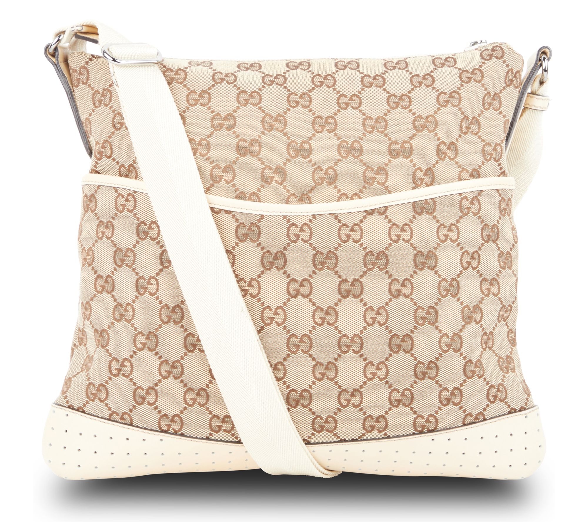 Pre-Owned Gucci Crossbody Bag GG White Canvas