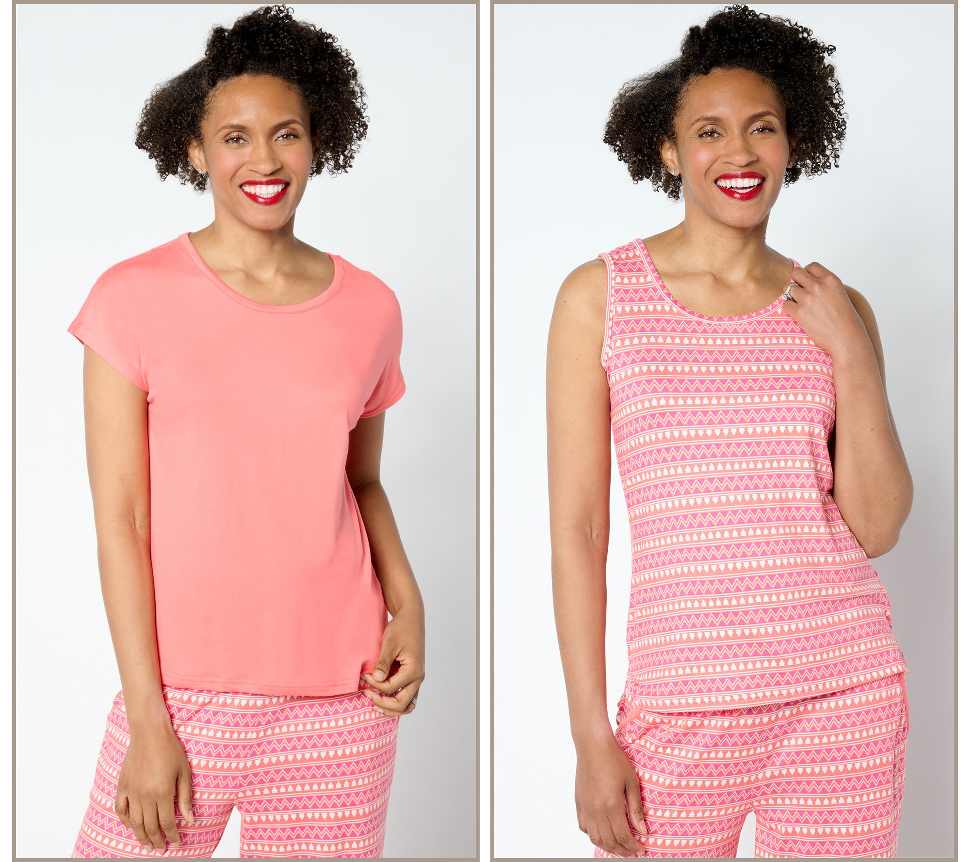 MUK LUKS Cloud Knit Tee and Tank 2-Pack