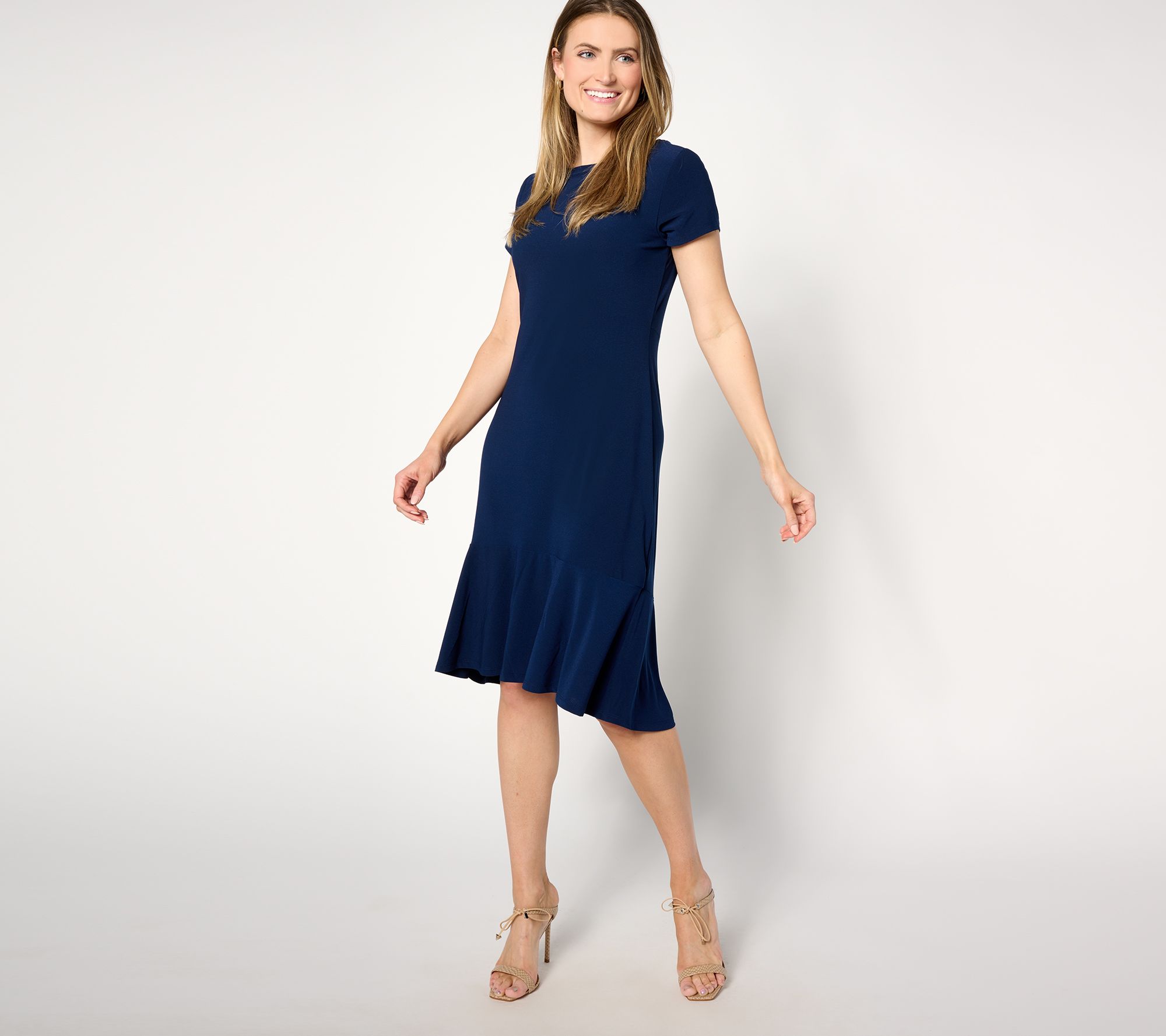 Dennis Basso Caviar Knit Dress with Flounce