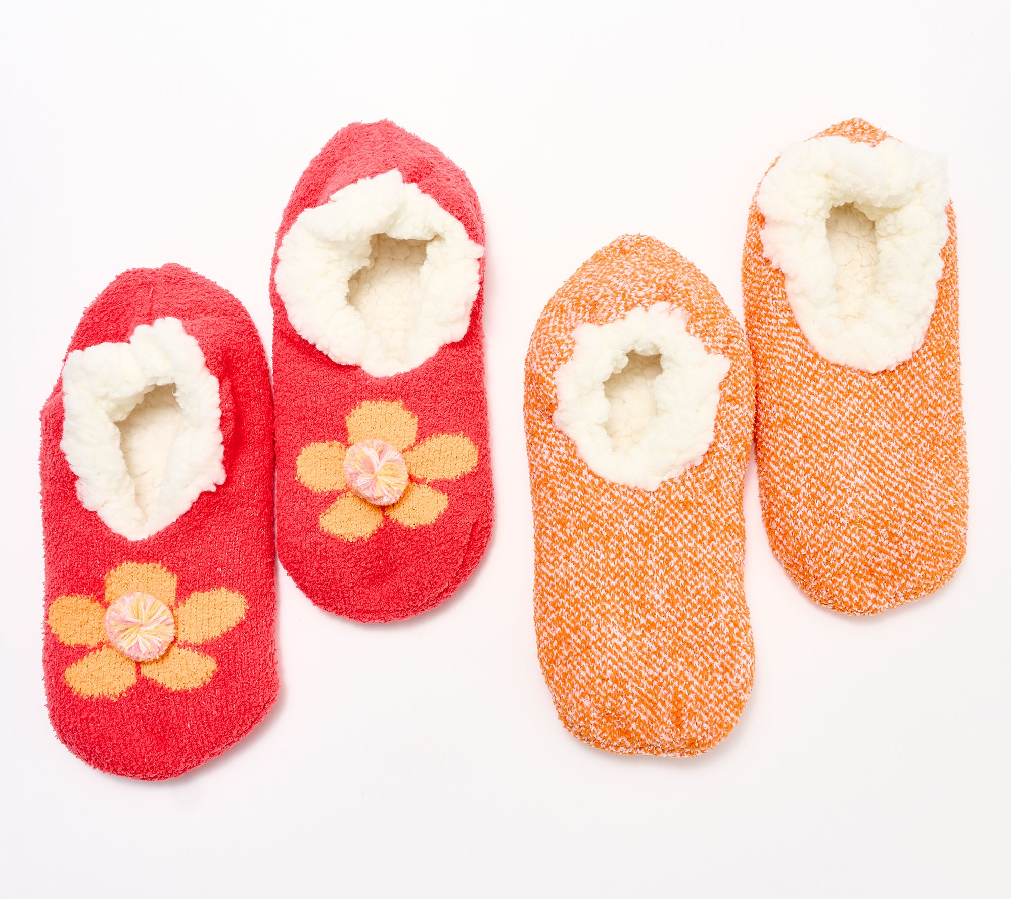 MUK LUKS Ballerina with Flower Pom Socks 2 Pack
