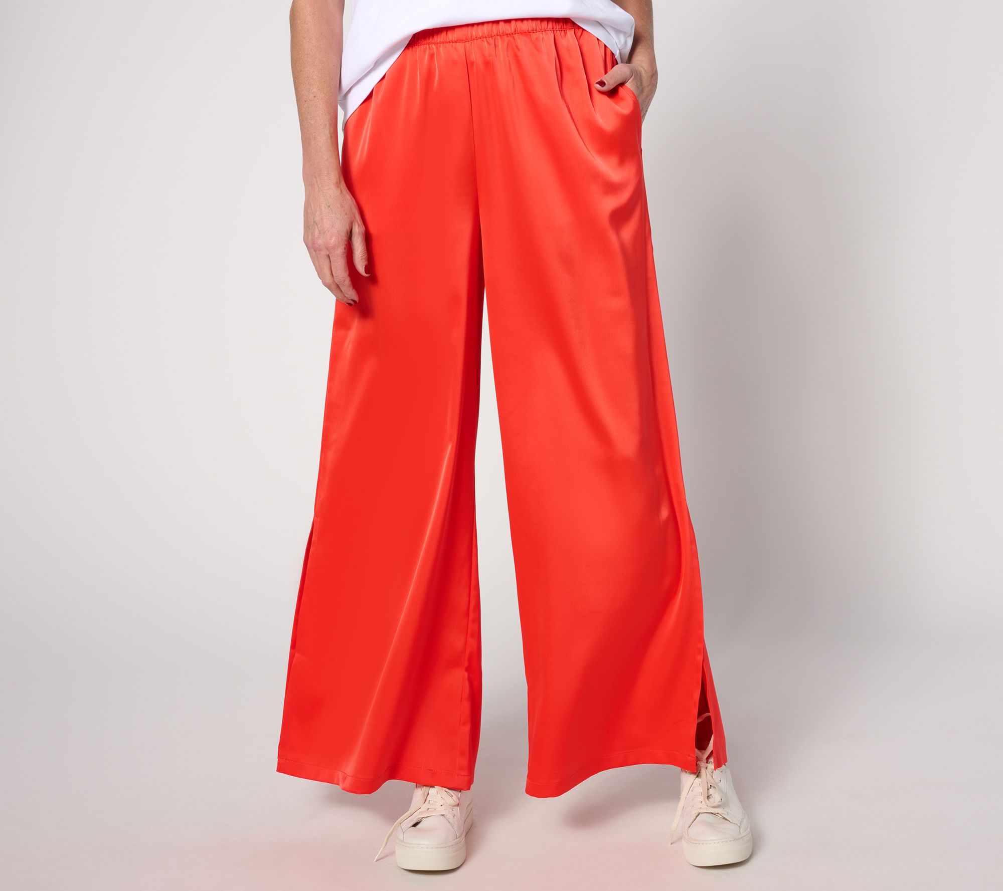 "As Is" Peace Love World Reg Satin Ankle Length Pull On Pants