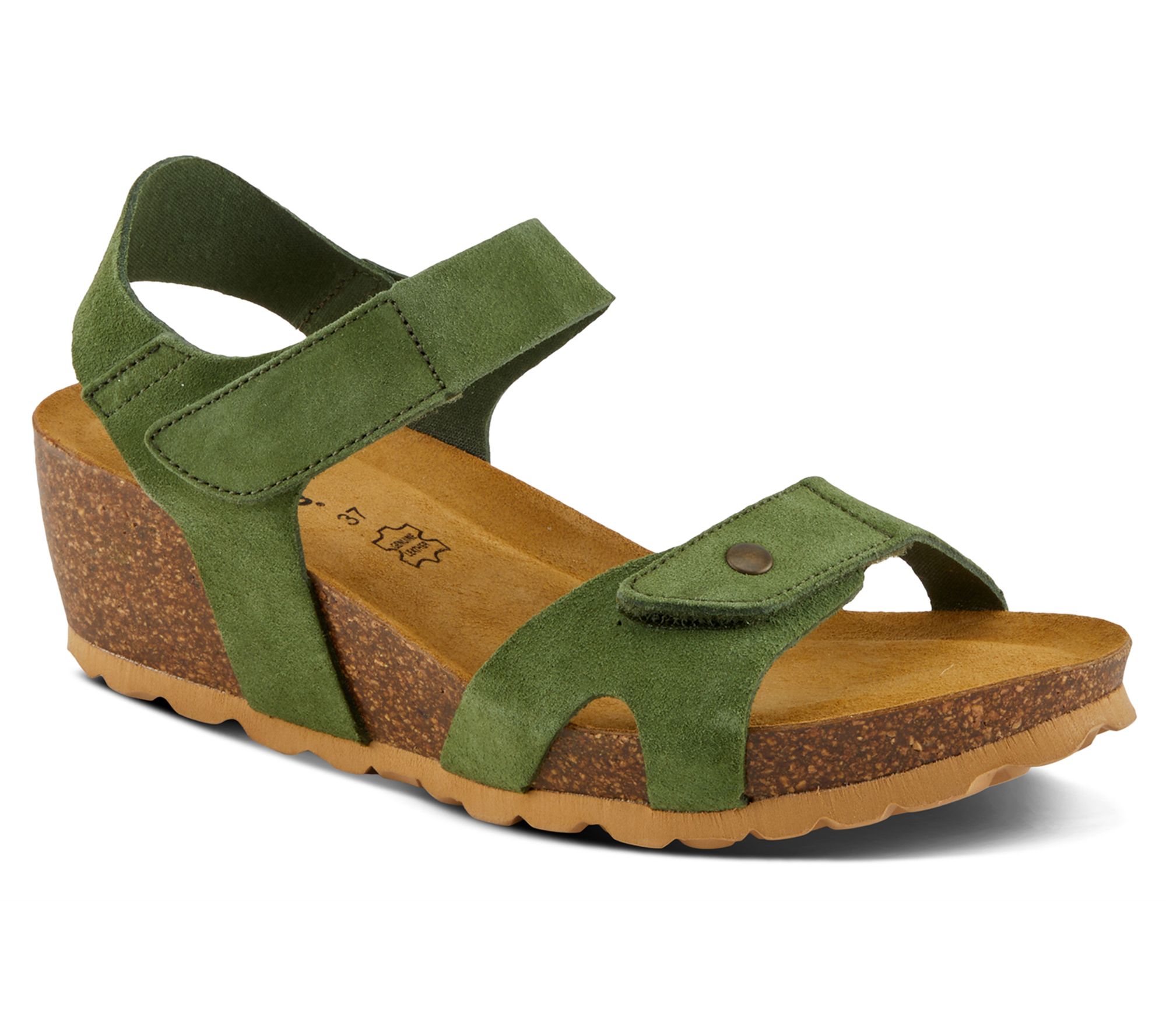 Spring Step Suede Slingback Wedge Sandals - Babybell