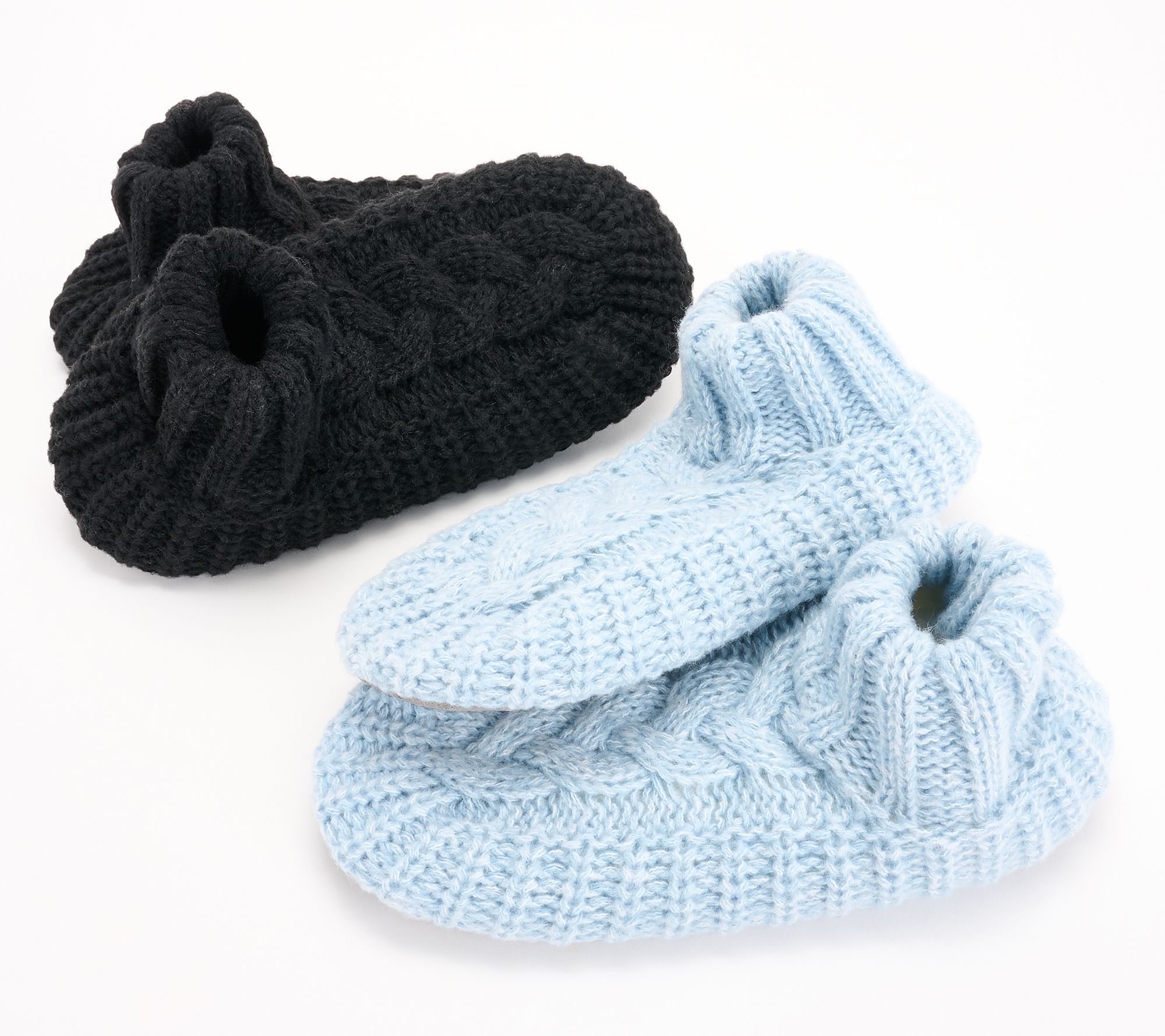 MUK LUKS Set of 2 Aloe Infused Cable Knit Slipper Socks