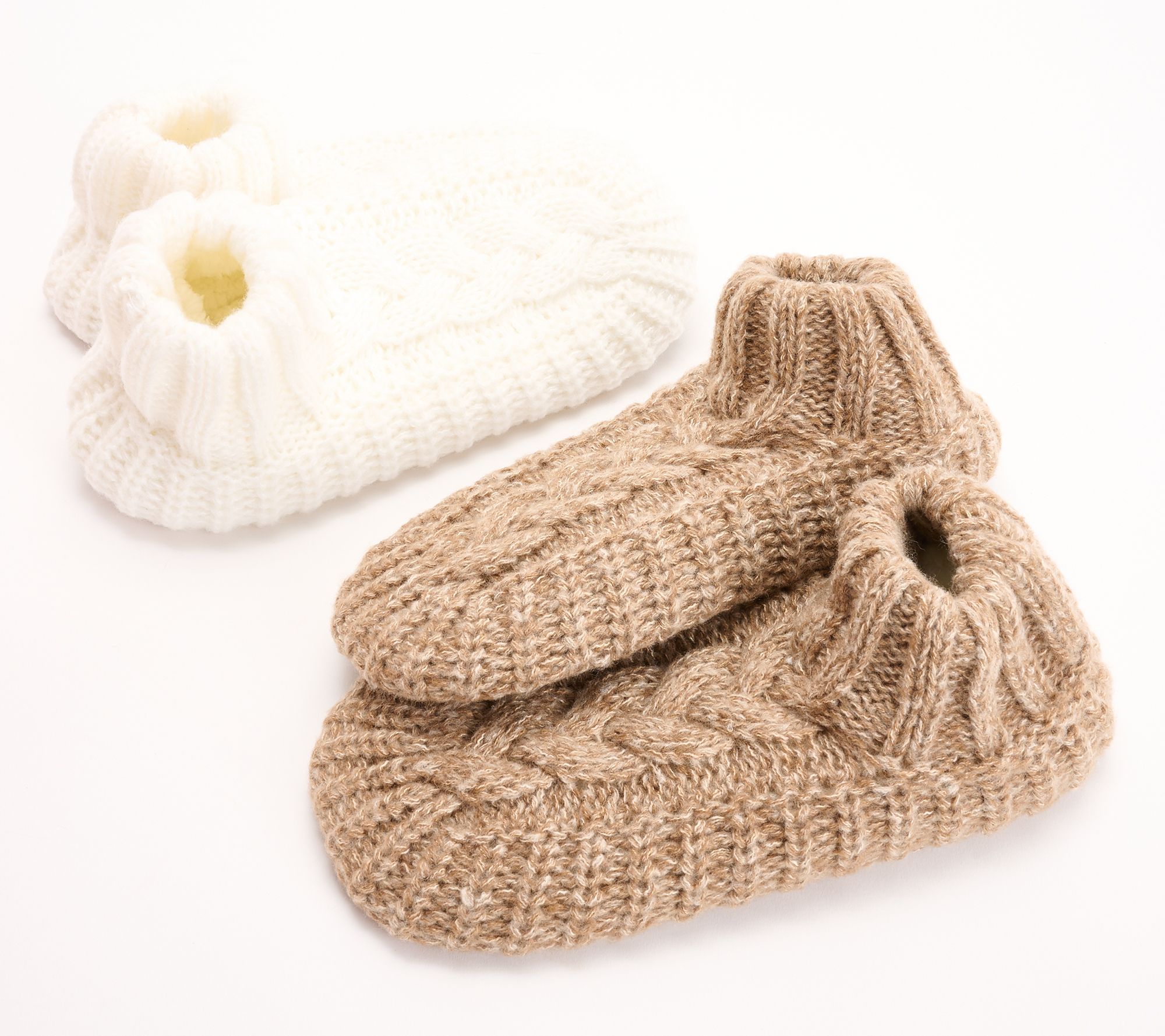 MUK LUKS Set of 2 Aloe Infused Cable Knit Slipper Socks