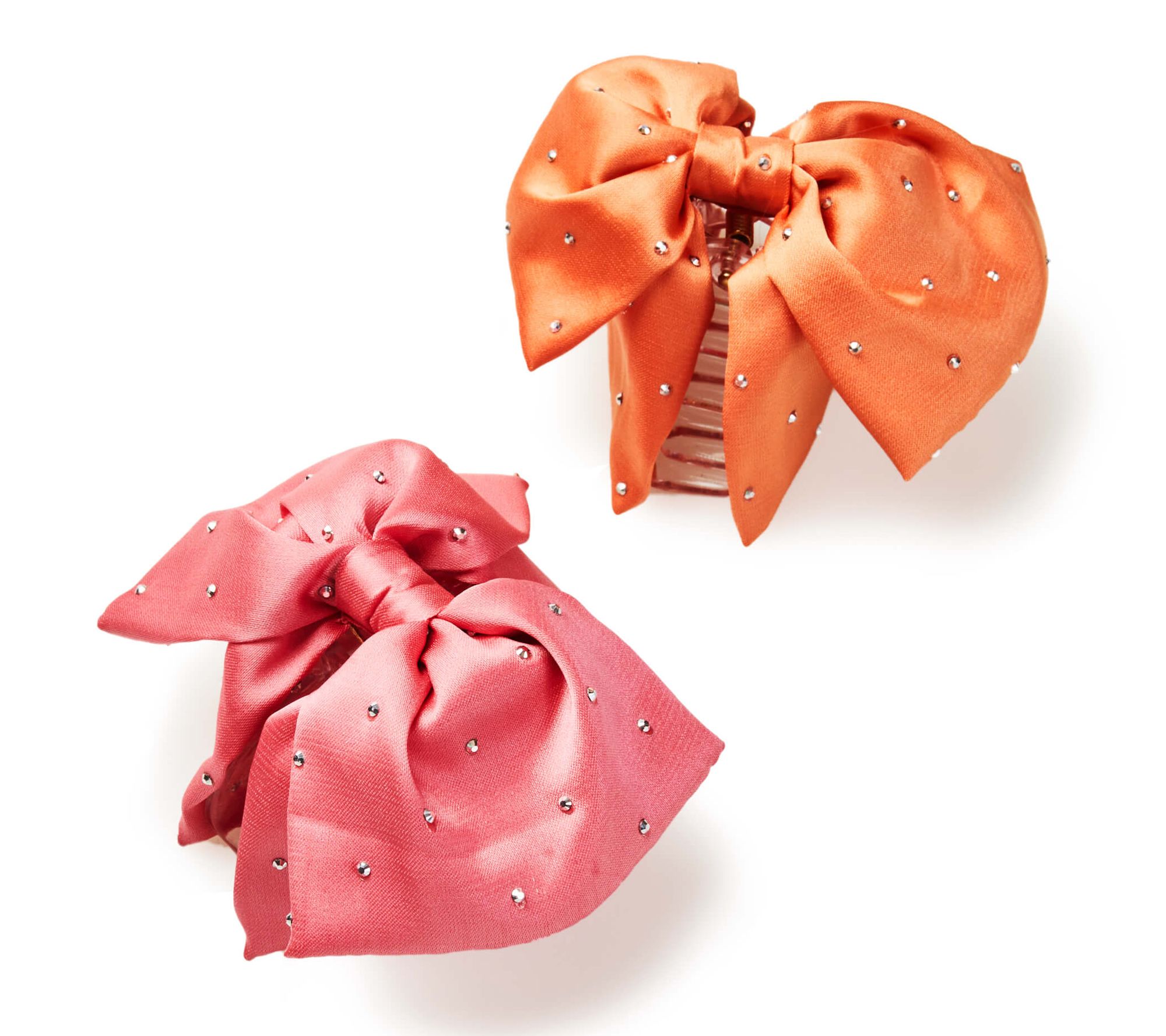 Violet & Brooks Sloane Satin Bow Claw Clip Duowith Crystals