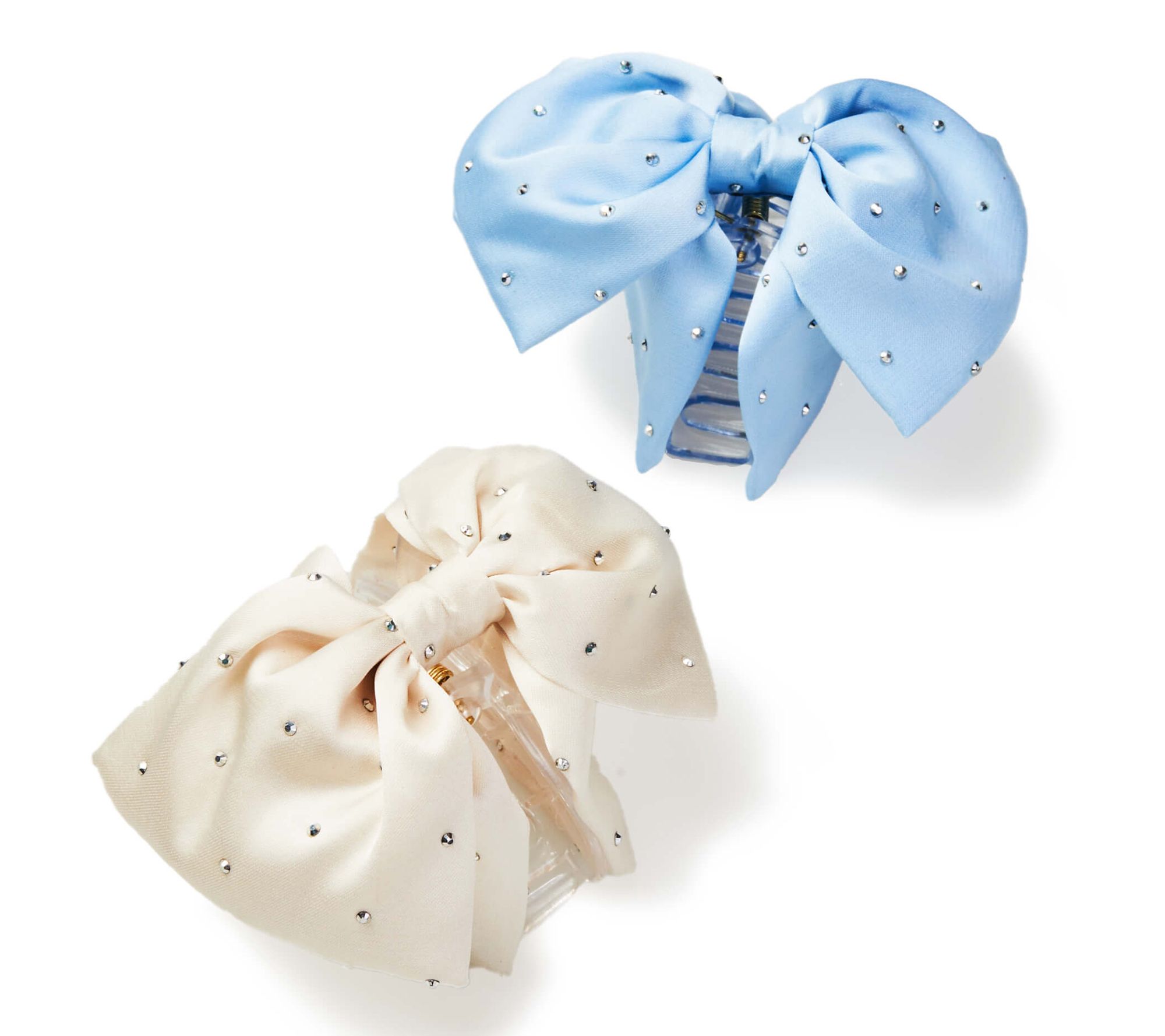 Violet & Brooks Sloane Satin Bow Claw Clip Duowith Crystals