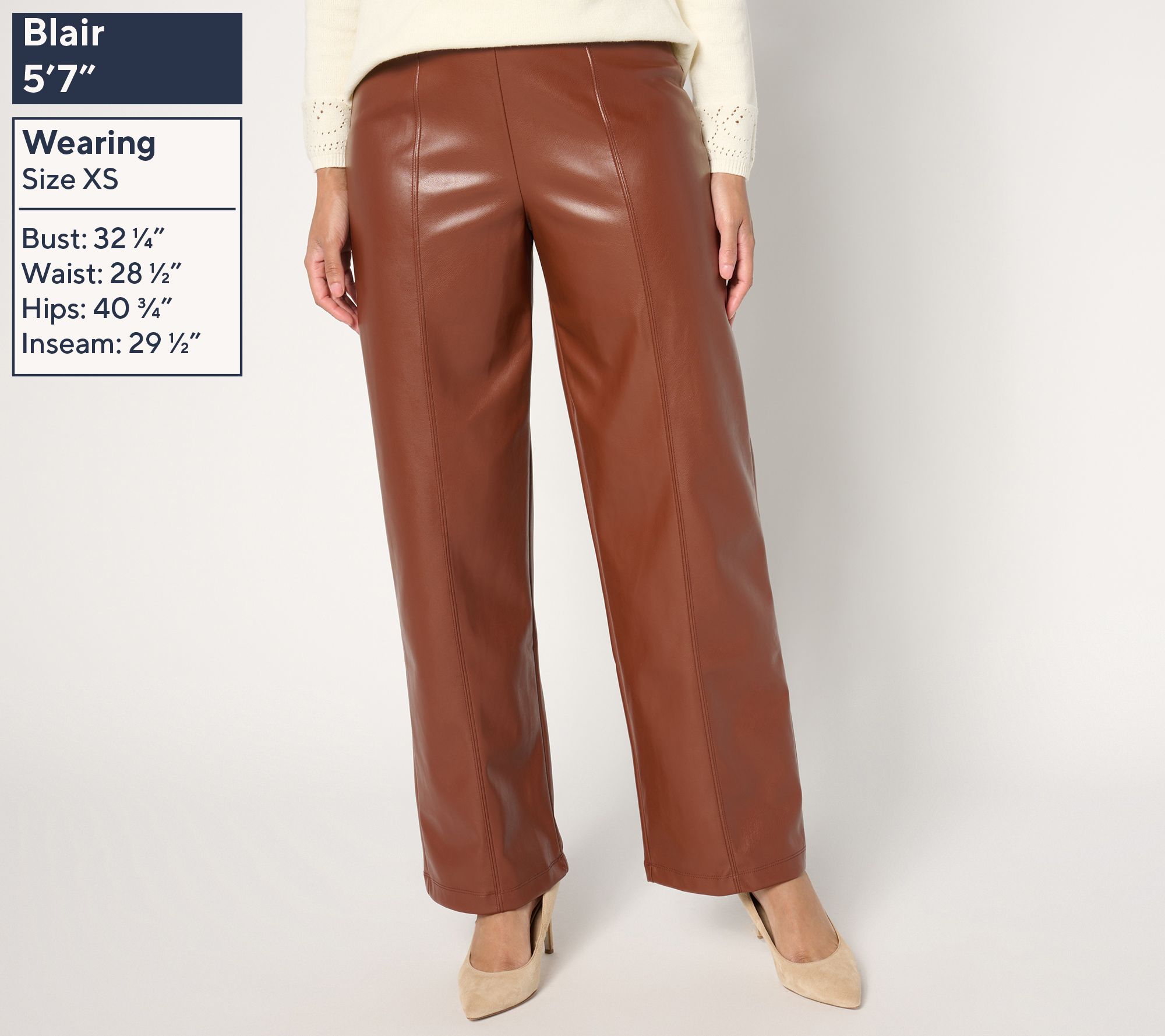 パンツ Stretch vegan leather wide pants Stretch vegan leather wide pants