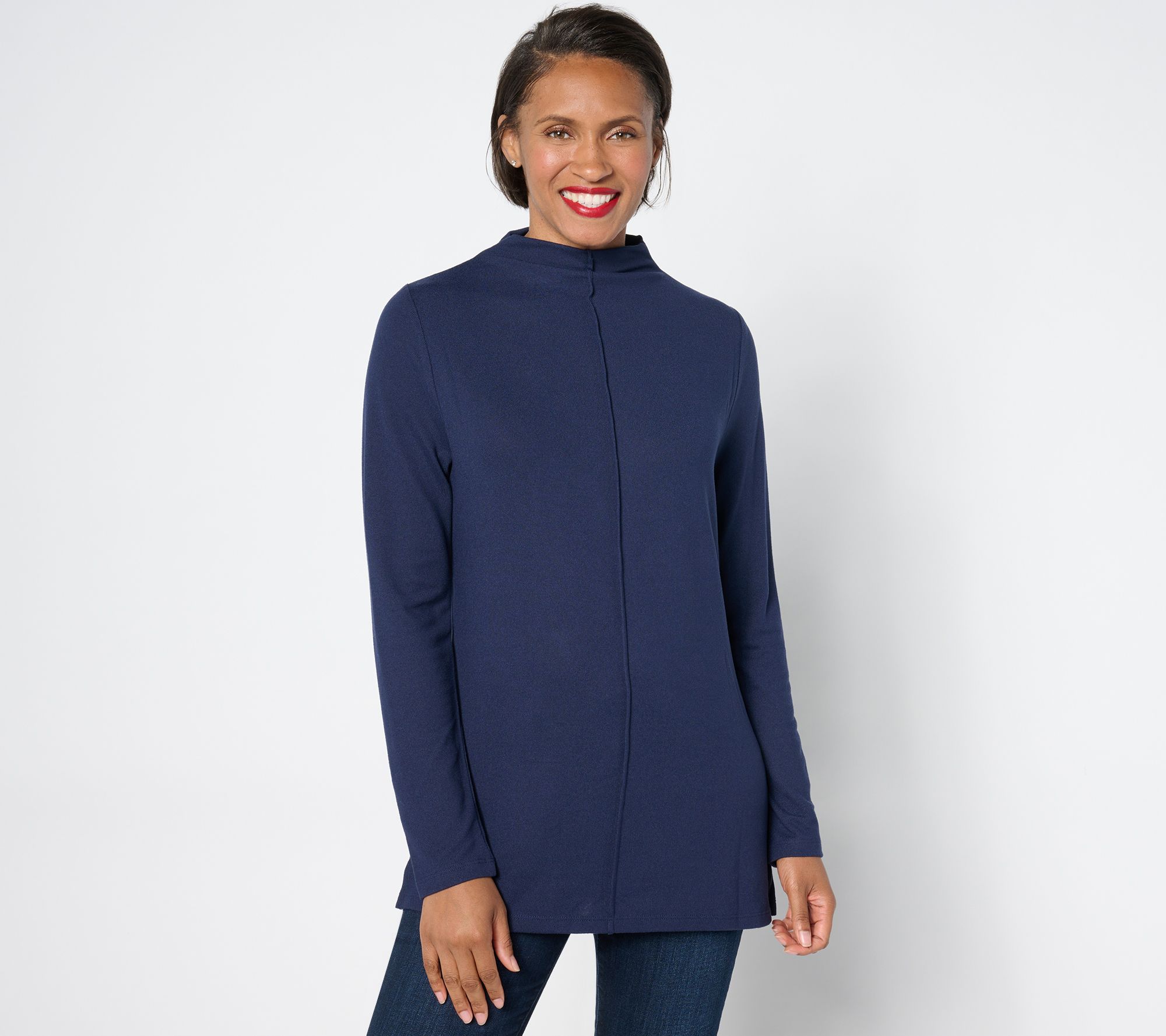 Denim & Co. Regular Heavenly Jersey Mock Neck Tunic