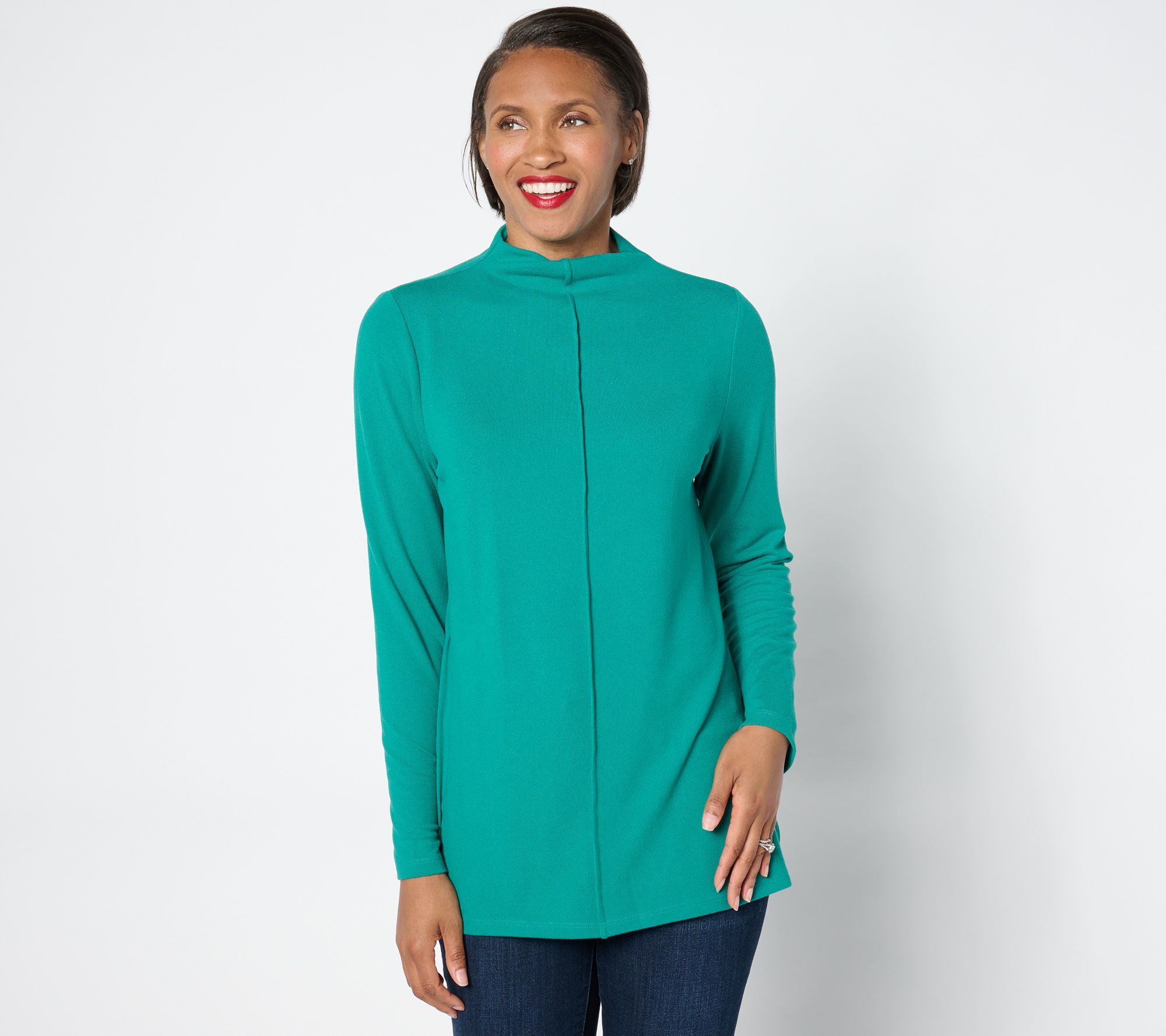 Denim & Co. Regular Heavenly Jersey Mock Neck Tunic