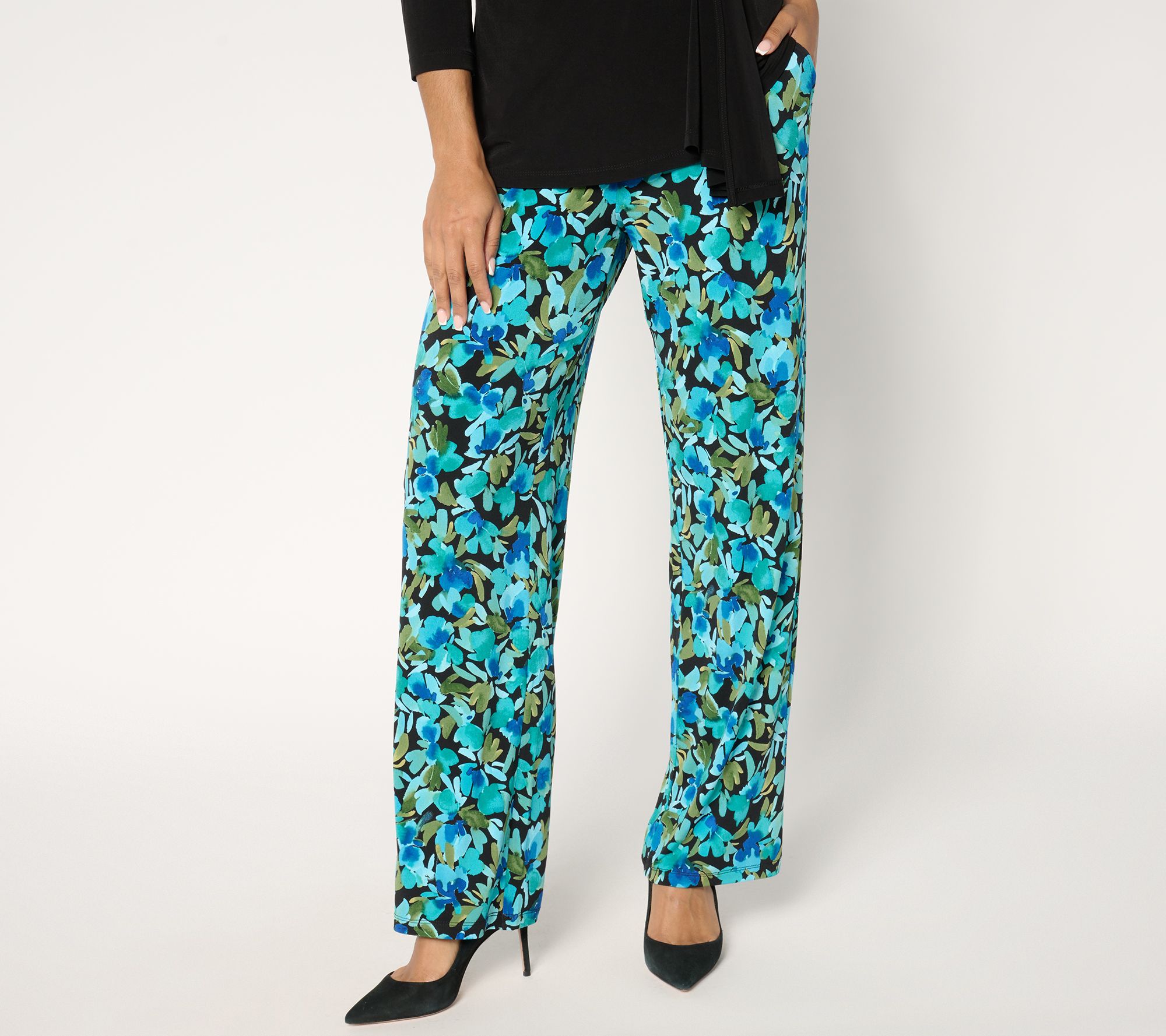 Susan Graver Regular Printed Liquid Knit Wide-Leg Pants