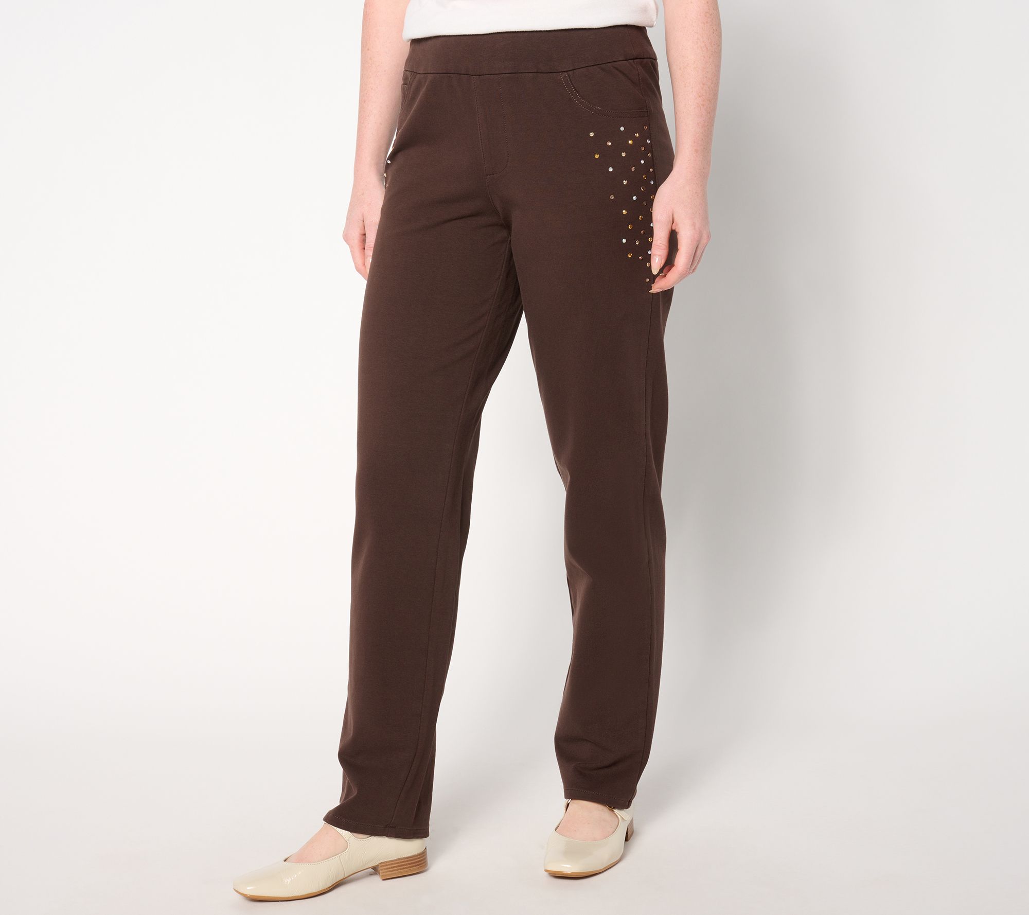 "As Is" Quacker Factory Regular DreamJeannes Flat Waistband Straight Leg