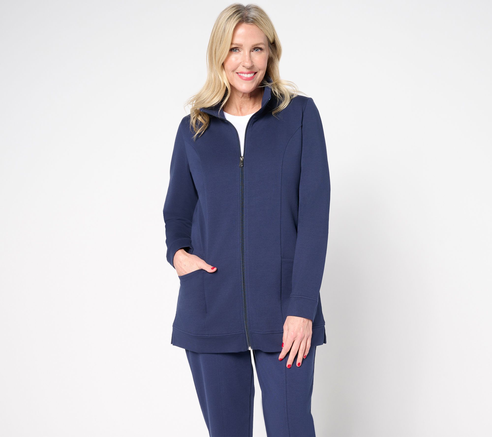 Denim & Co. Petite EasyWear French Terry Tunic Jacket