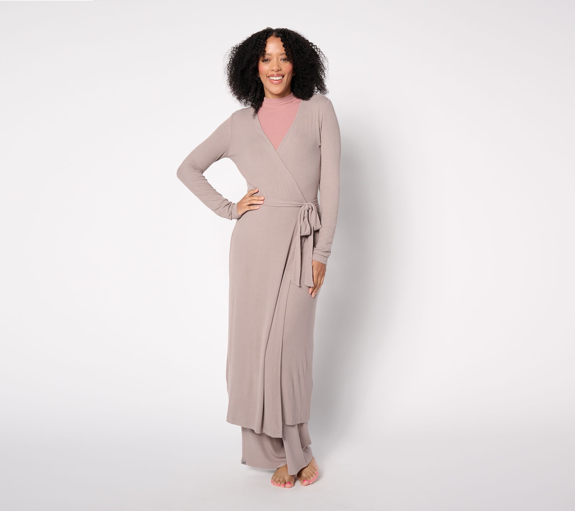 "As Is" Barefoot Dreams Ultra Soft Rib Wrap Dress