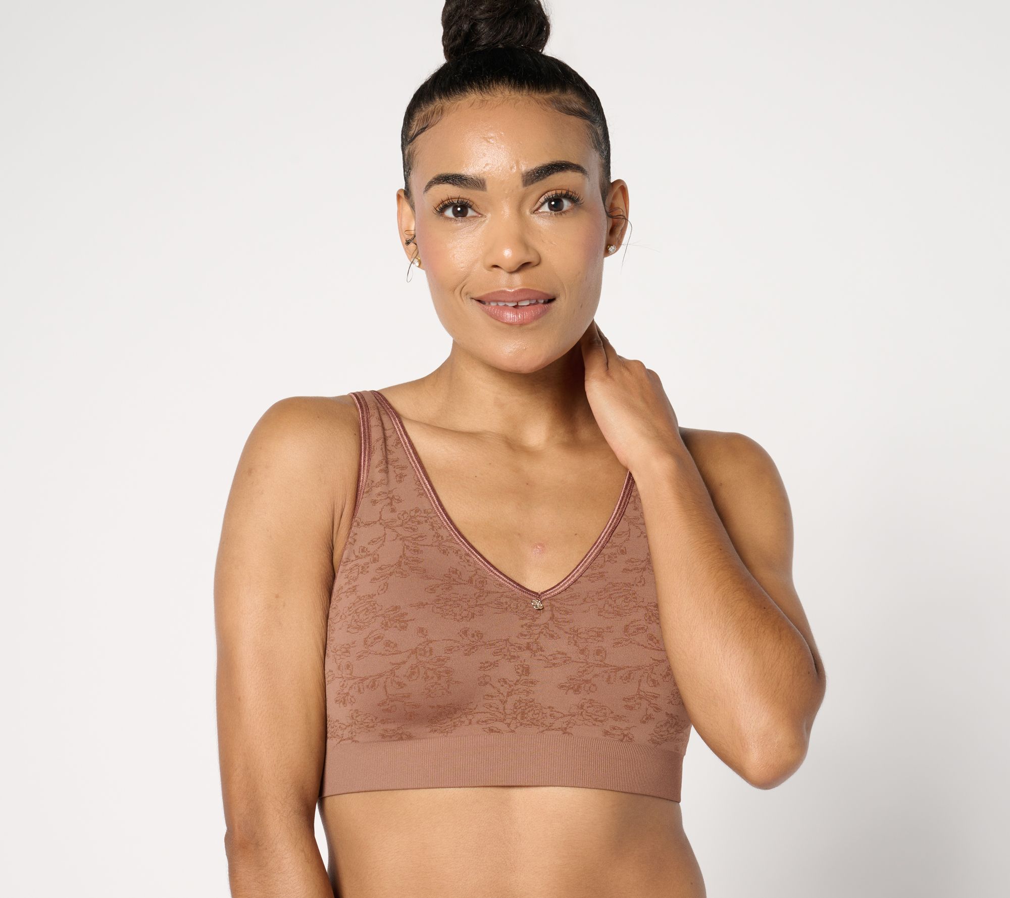 "As Is" Breezies Seamless Floral Jacquard Wirefree Bra